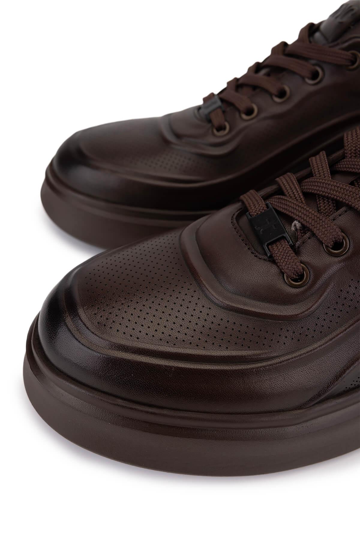 Tamer Tanca Erkek Hakiki Deri Kahverengi Sneakers & Spor Ayakkabı