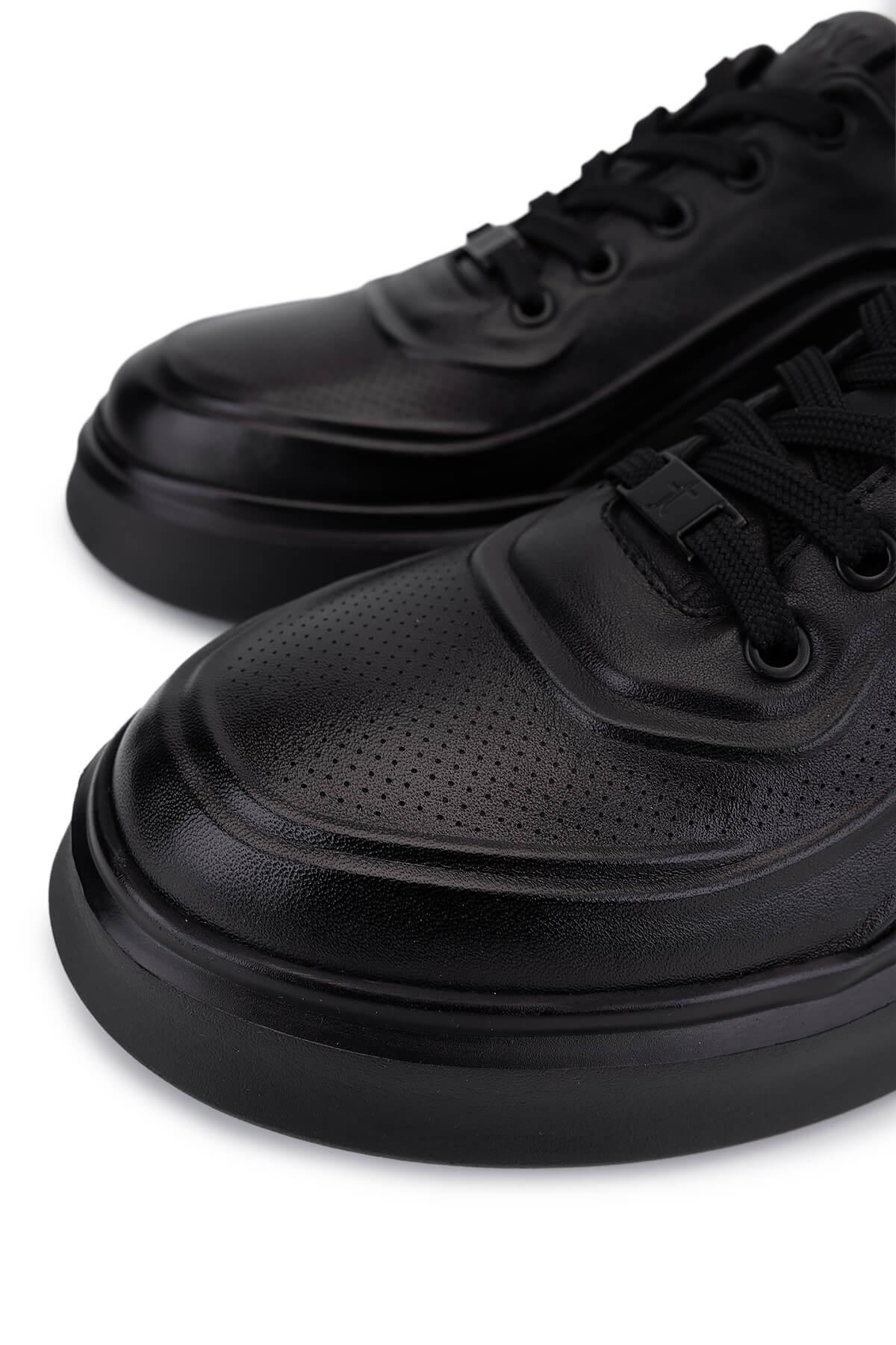 Tamer Tanca Erkek Hakiki Deri Siyah Deri Sneakers & Spor Ayakkabı