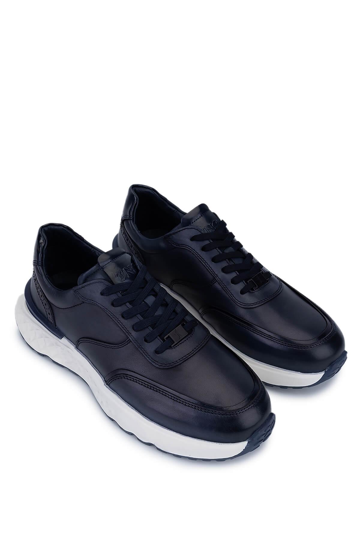 Tamer Tanca Erkek Hakiki Deri Lacivert Sneakers & Spor Ayakkabı