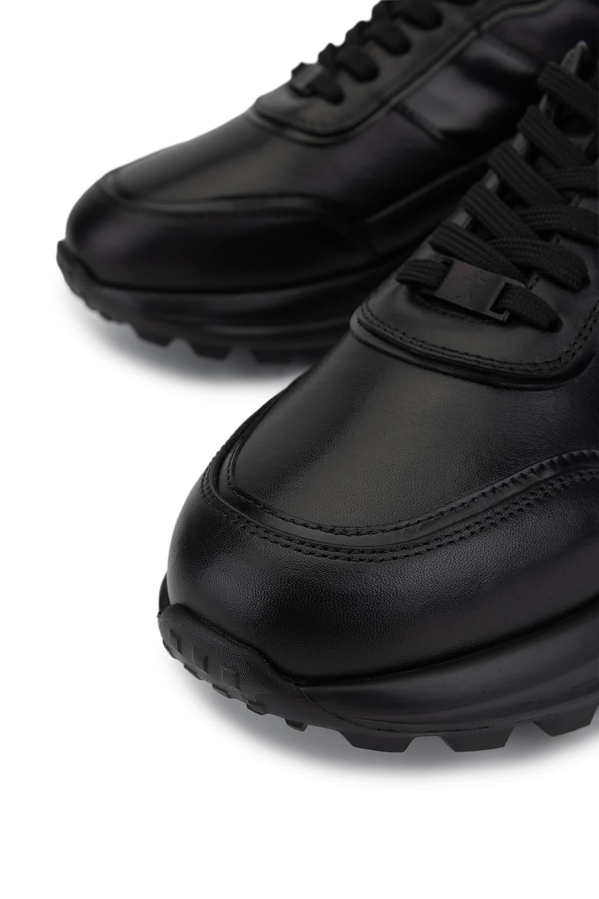 Tamer Tanca Erkek Hakiki Deri Siyah Sneakers & Spor Ayakkabı