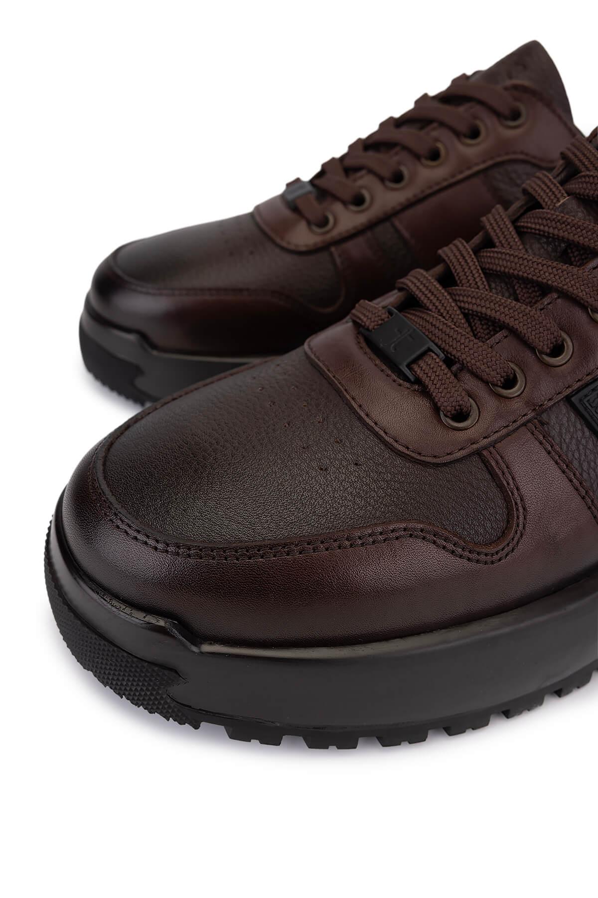 Tamer Tanca Erkek Hakiki Deri Kahverengi Sneakers & Spor Ayakkabı