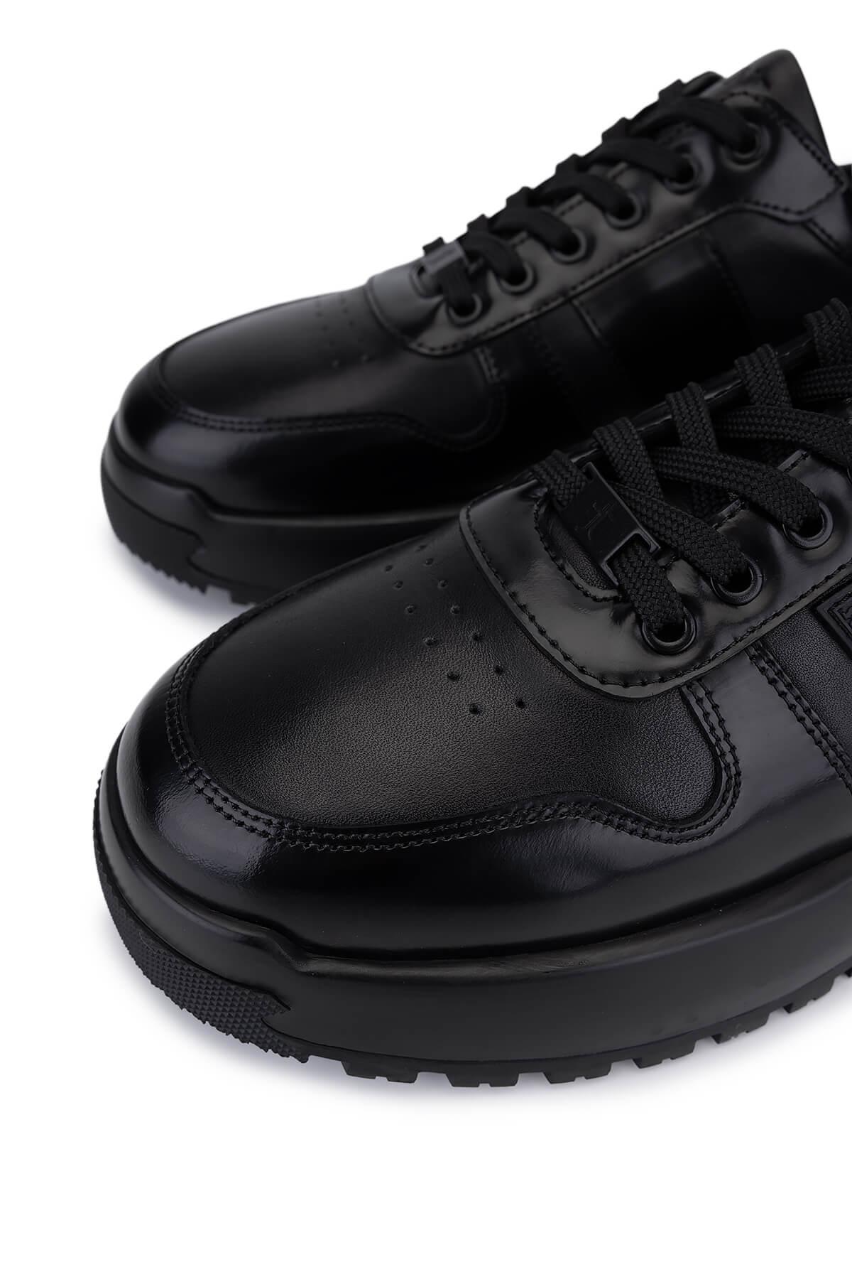 Tamer Tanca Erkek Hakiki Deri Siyah Sneakers & Spor Ayakkabı