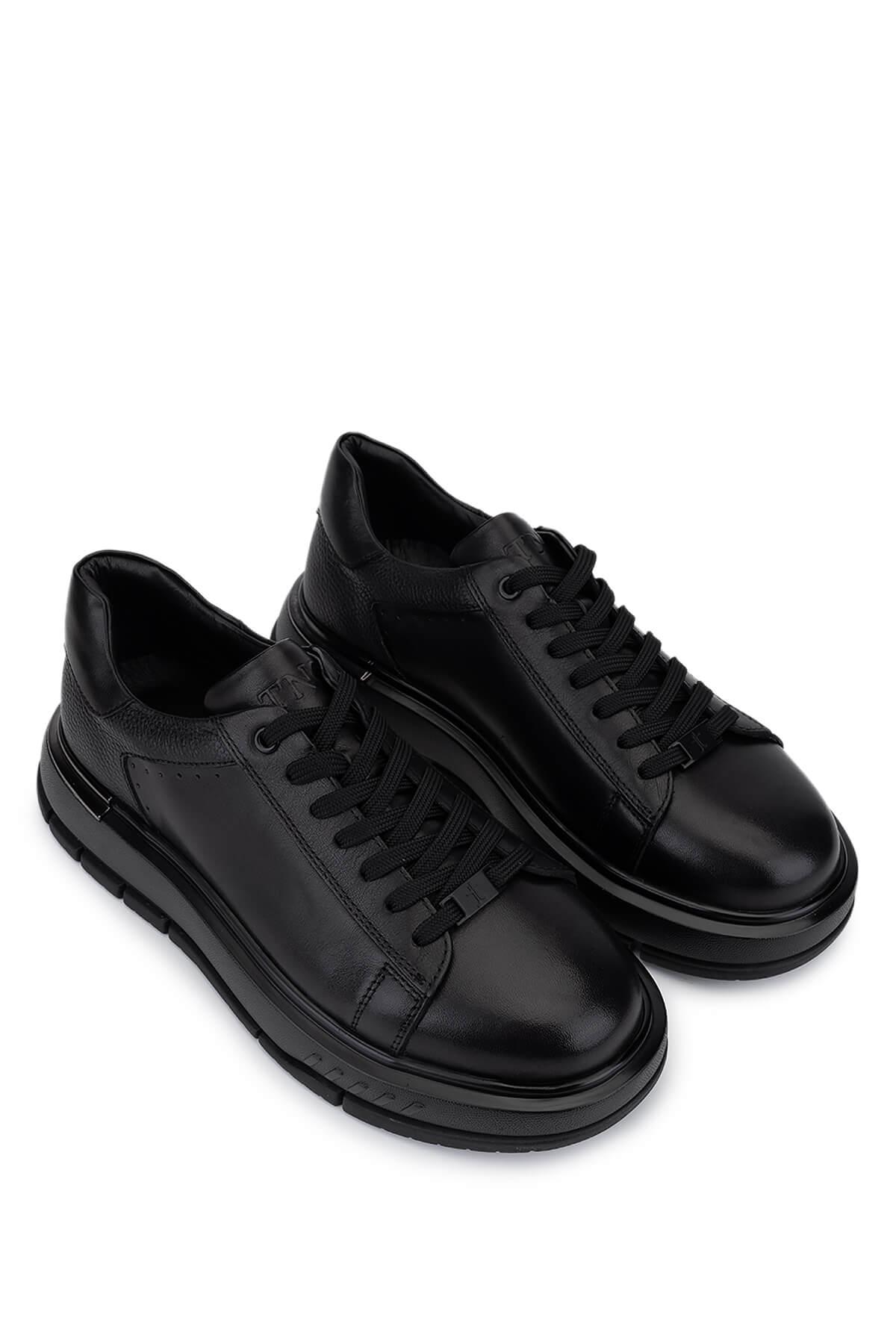 Tamer Tanca Erkek Hakiki Deri Siyah Sneakers & Spor Ayakkabı