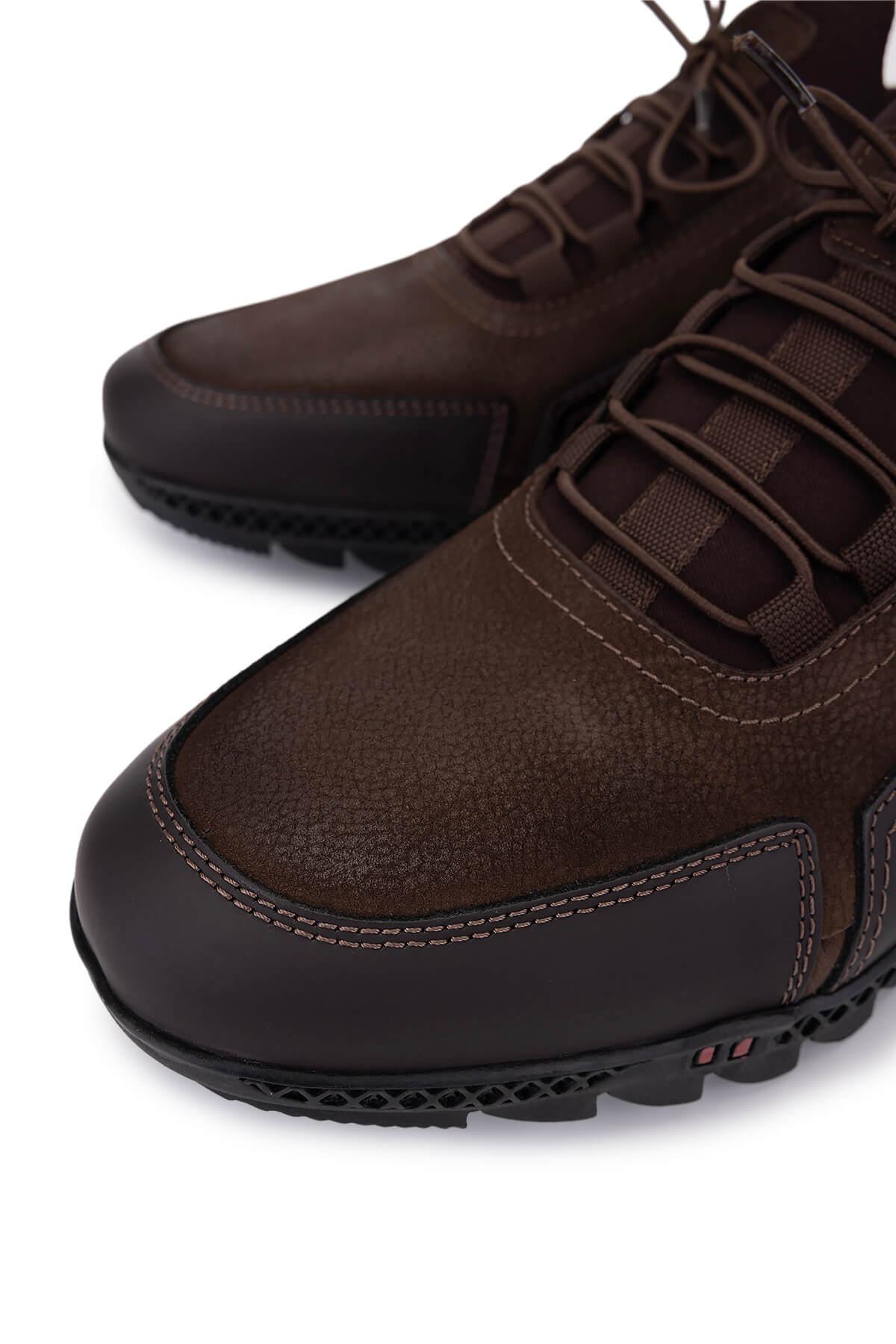Tamer Tanca Erkek Hakiki Deri Kahverengi Nubuk Sneakers & Spor Ayakkabı