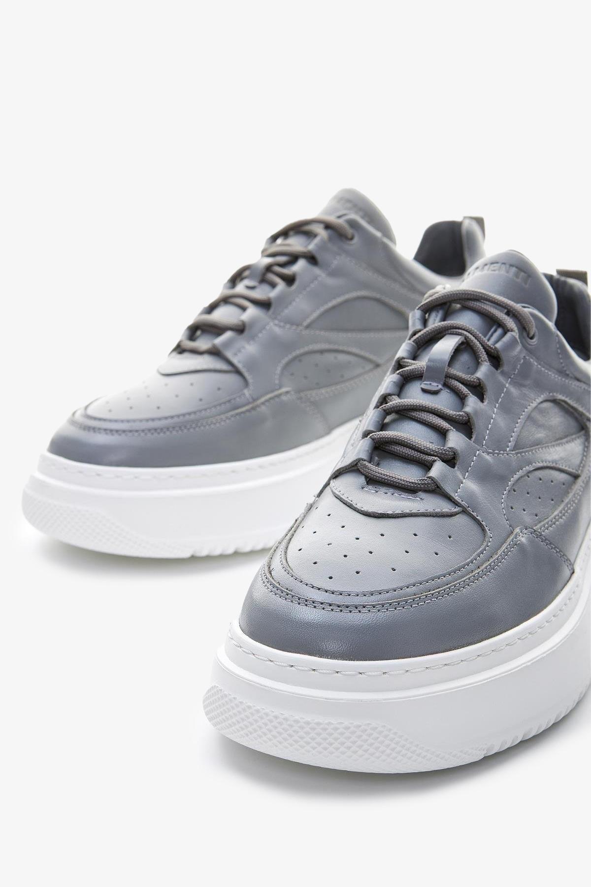 Valmenti Erkek Hakiki Deri Gri Spor Ayakkabı