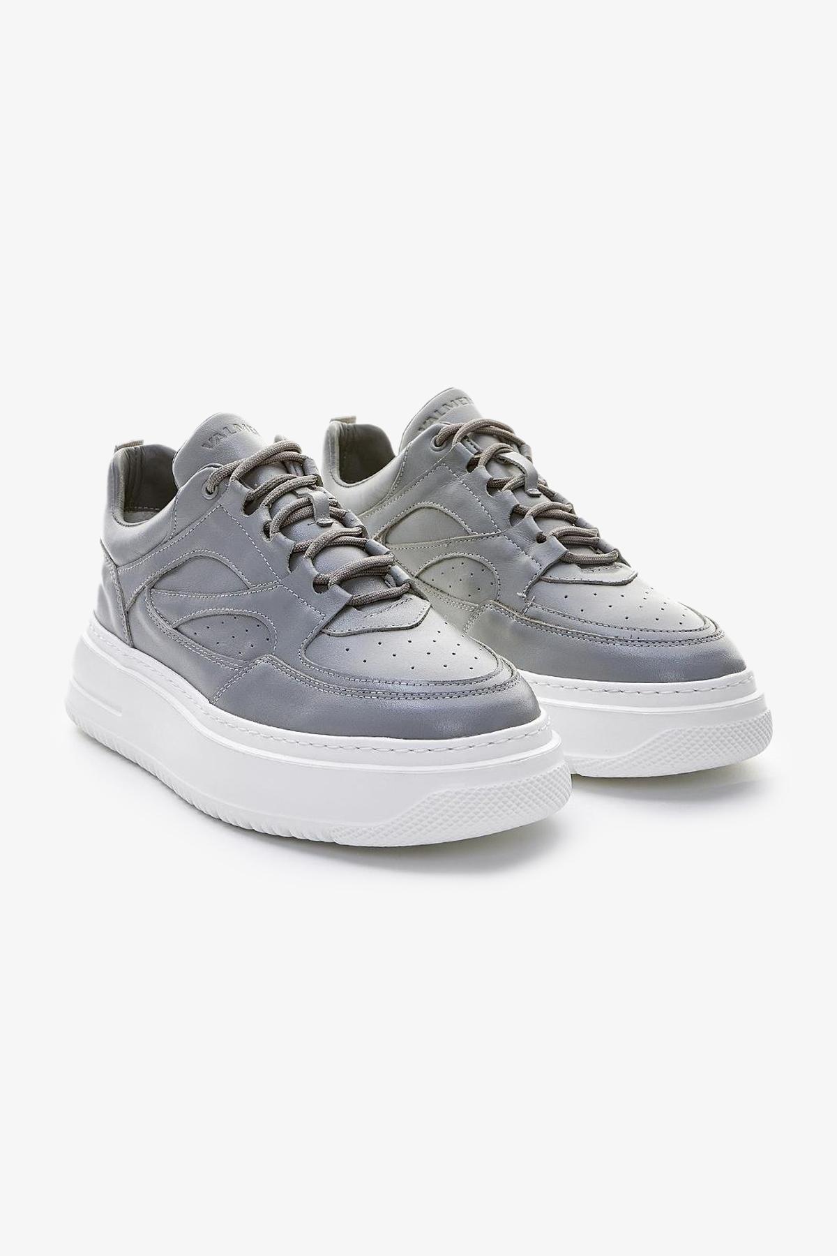 Valmenti Erkek Hakiki Deri Gri Spor Ayakkabı
