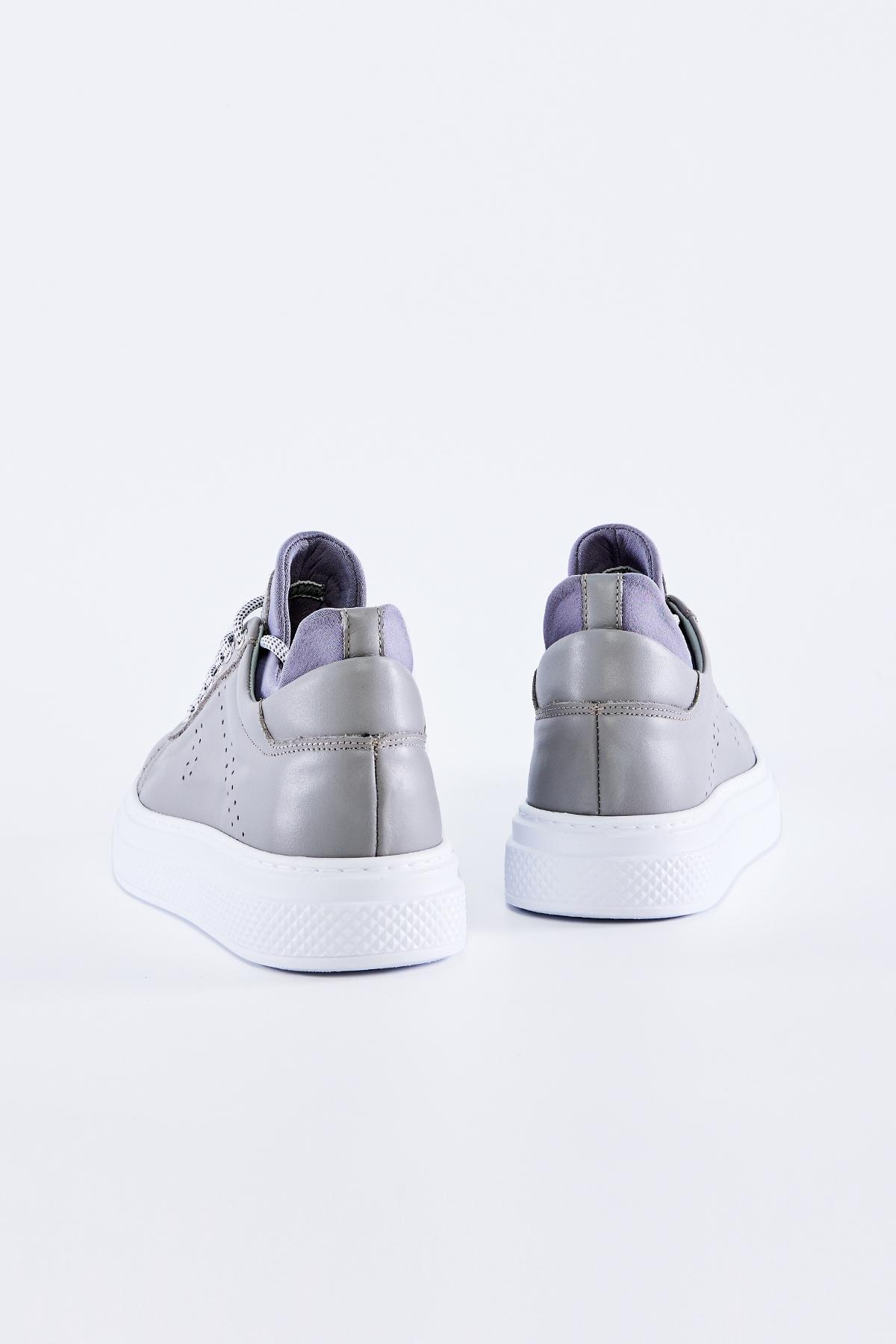 Valmenti Erkek Hakiki Deri Gri Spor Ayakkabı