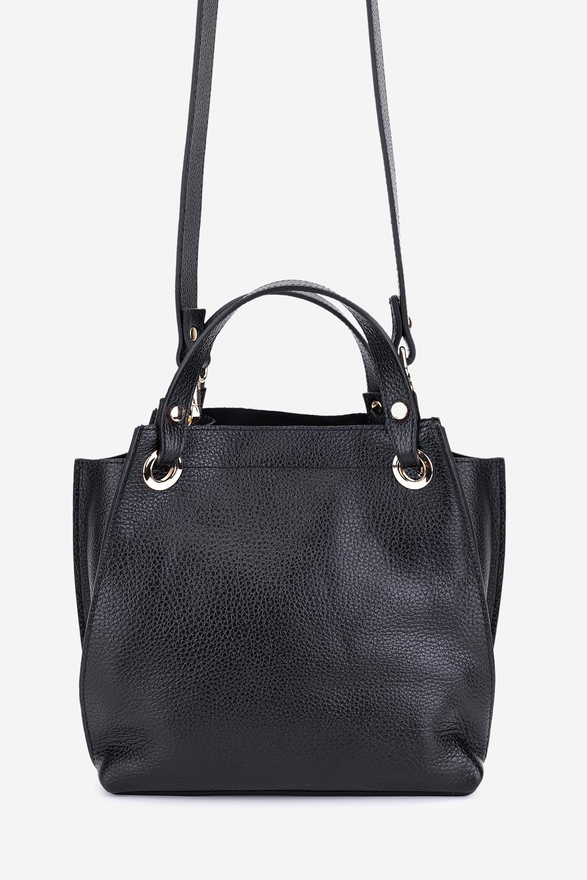 Valmenti Kadın Hakiki Deri Siyah Floter Kol Çantası