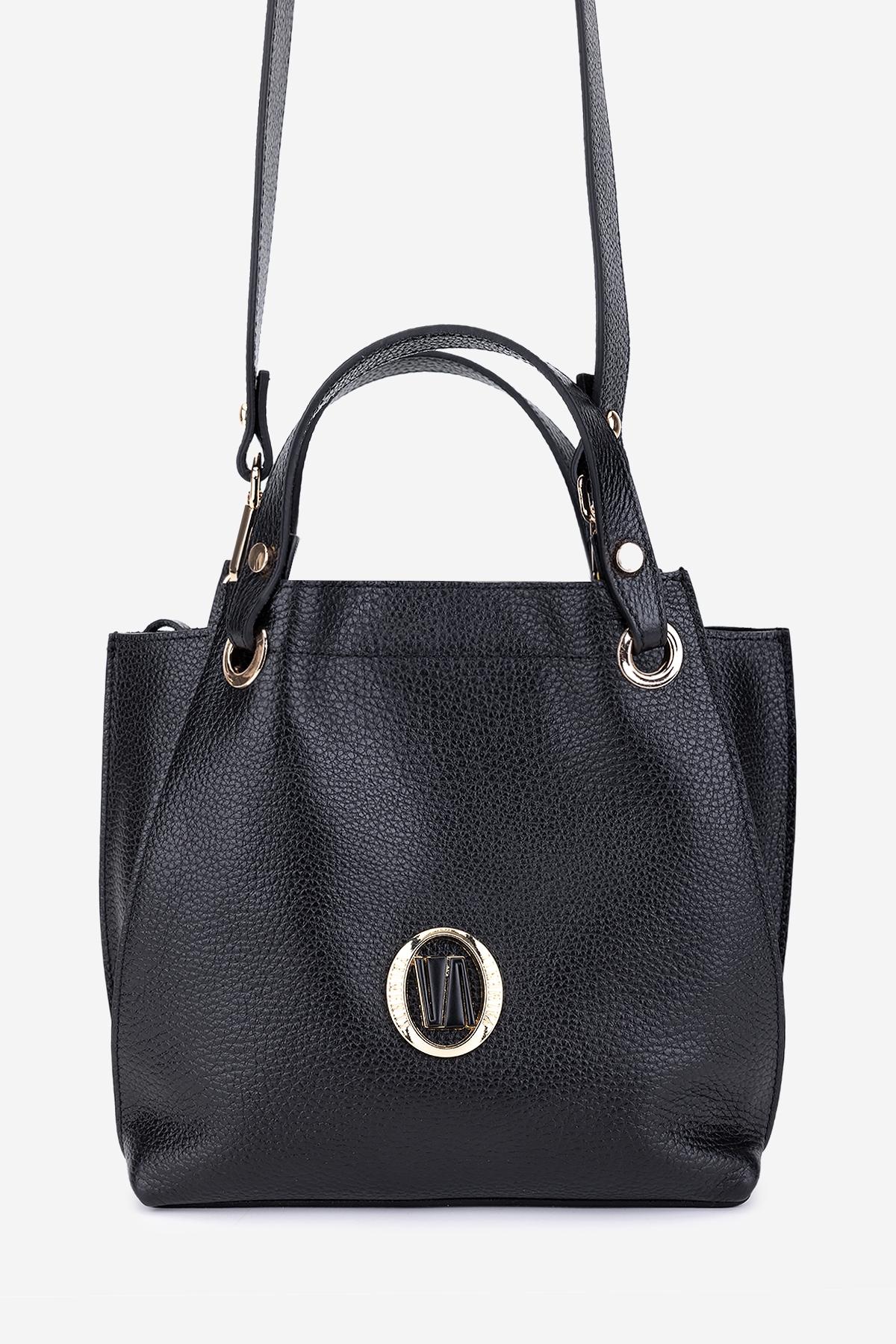 Valmenti Kadın Hakiki Deri Siyah Floter Kol Çantası