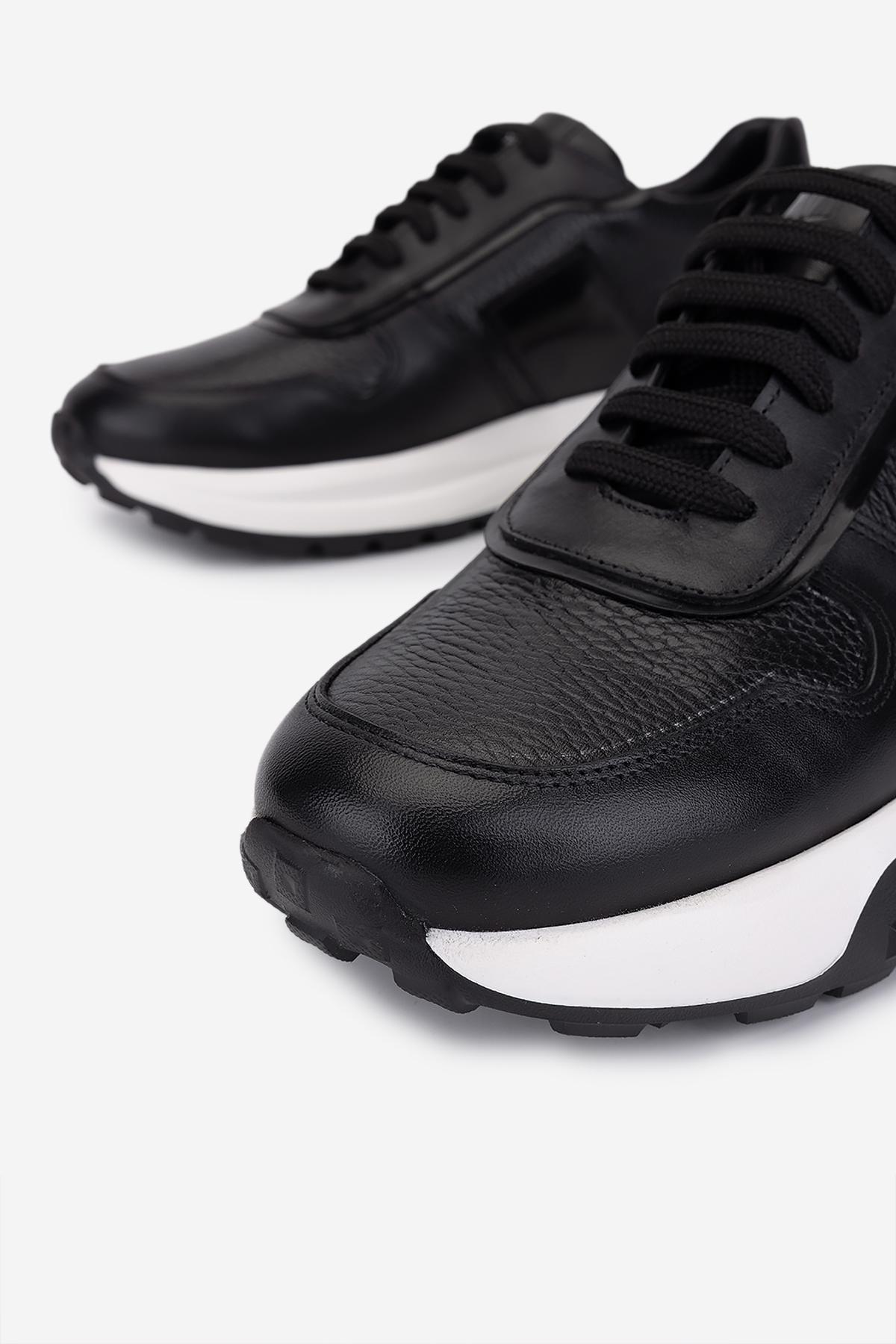 Valmenti Erkek Hakiki Deri Siyah Sneakers & Spor Ayakkabı