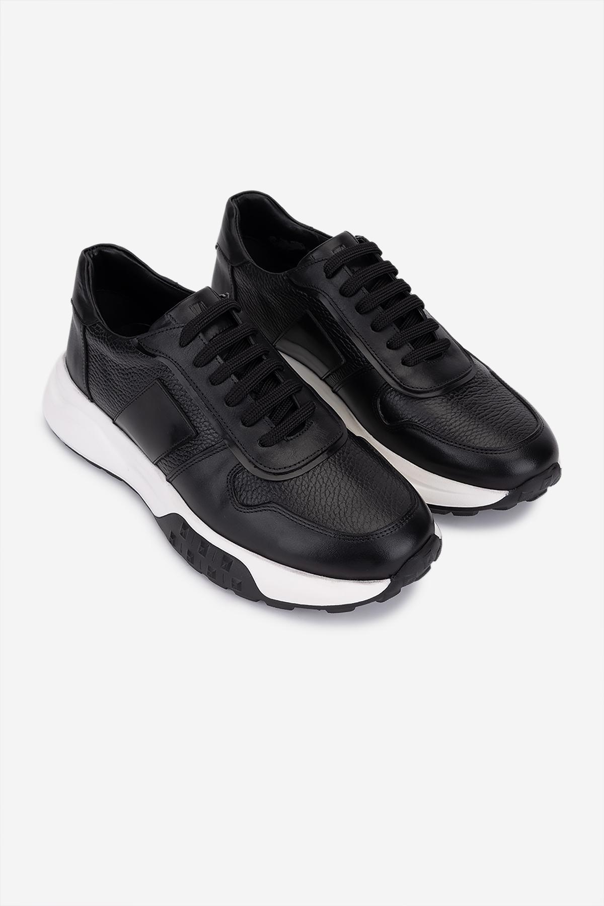 Valmenti Erkek Hakiki Deri Siyah Sneakers & Spor Ayakkabı