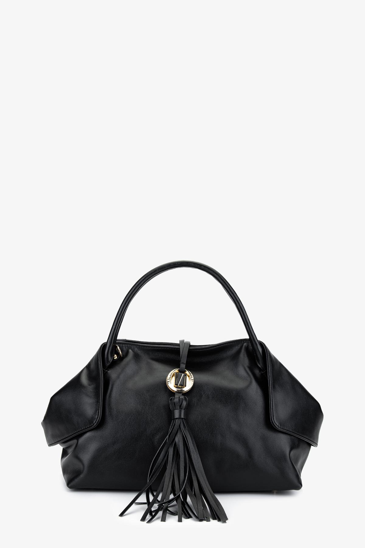 Valmenti Kadın Hakiki Deri Siyah Kol Çantası