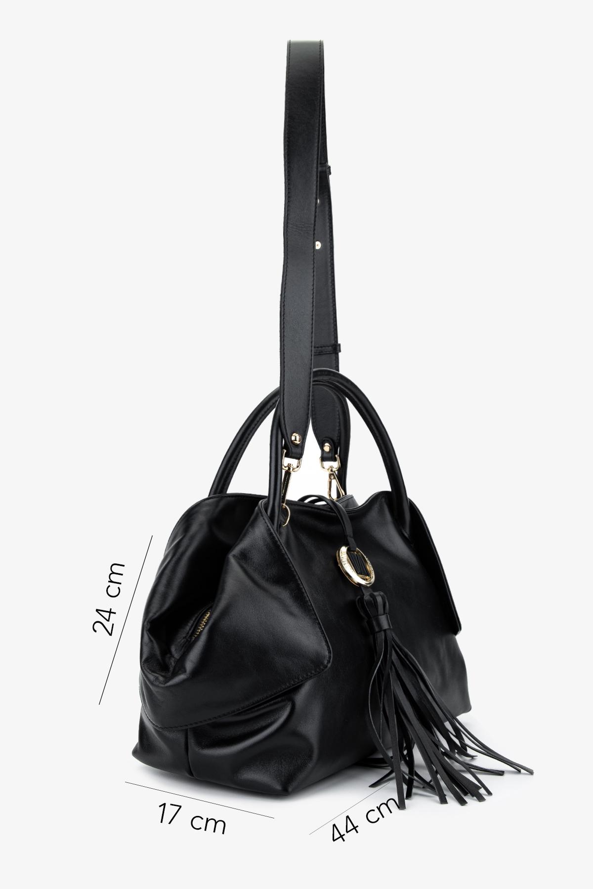 Valmenti Kadın Hakiki Deri Siyah Kol Çantası