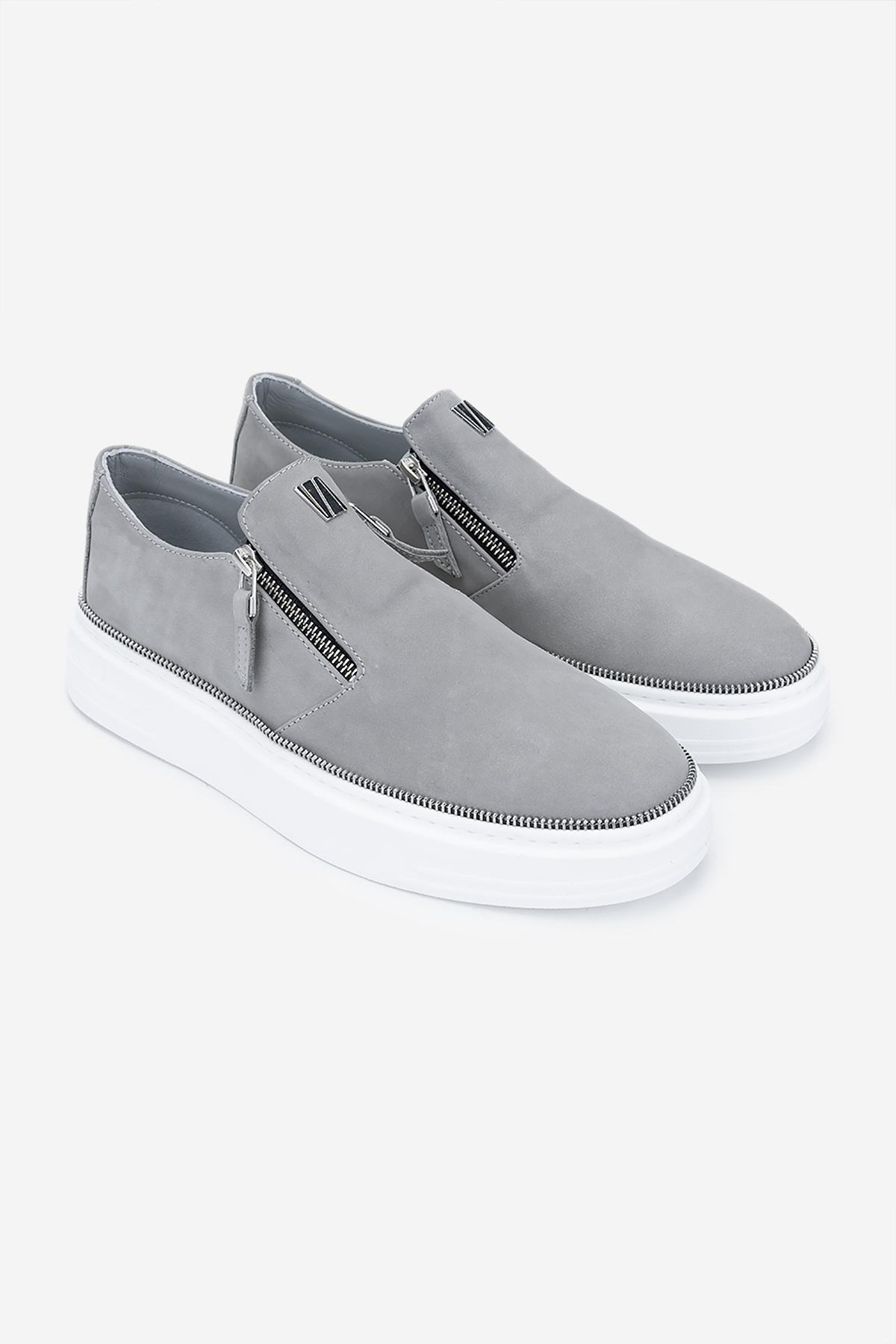 Valmenti Erkek Hakiki Deri Gri Nubuk Sneakers & Spor Ayakkabı