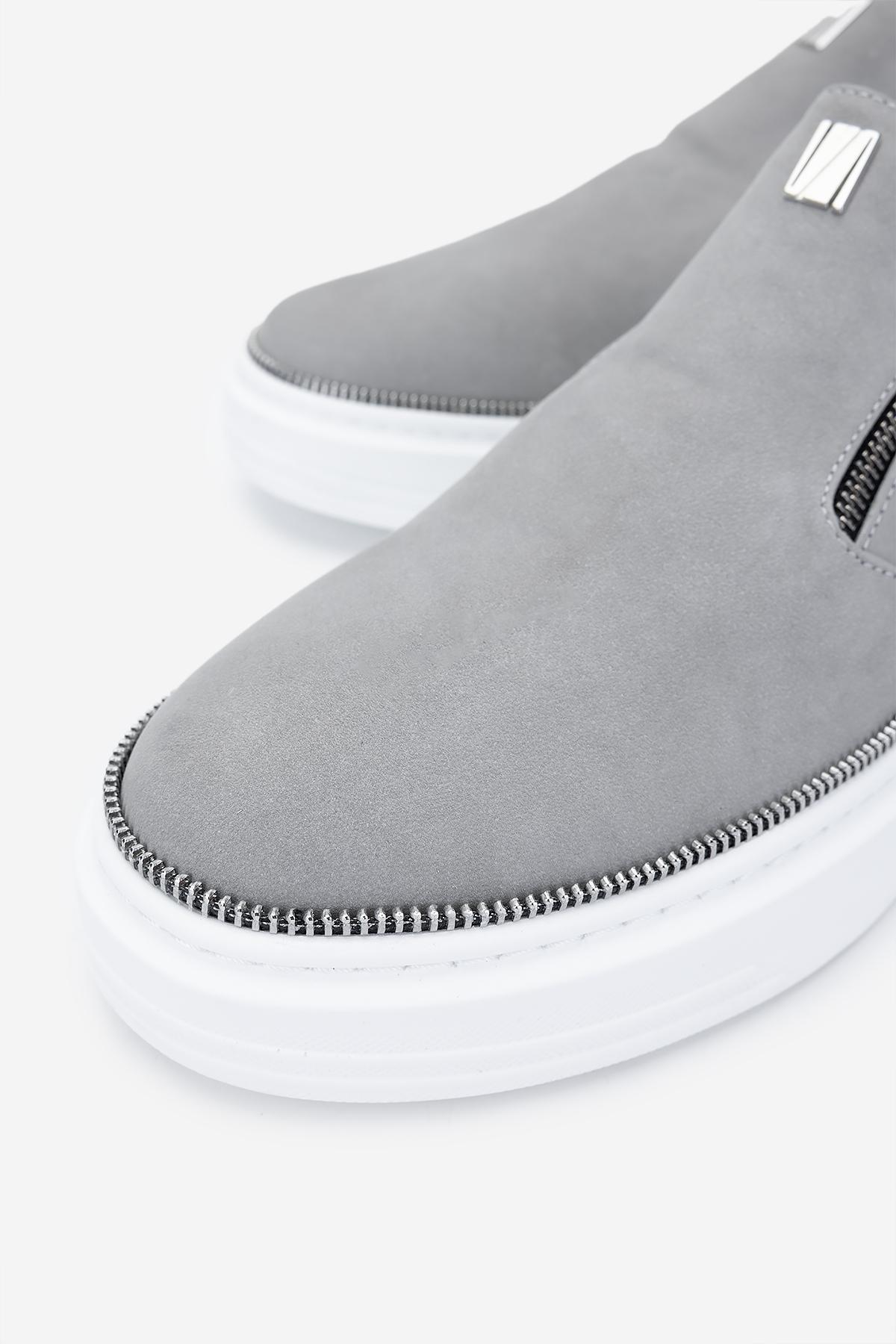 Valmenti Erkek Hakiki Deri Gri Nubuk Sneakers & Spor Ayakkabı