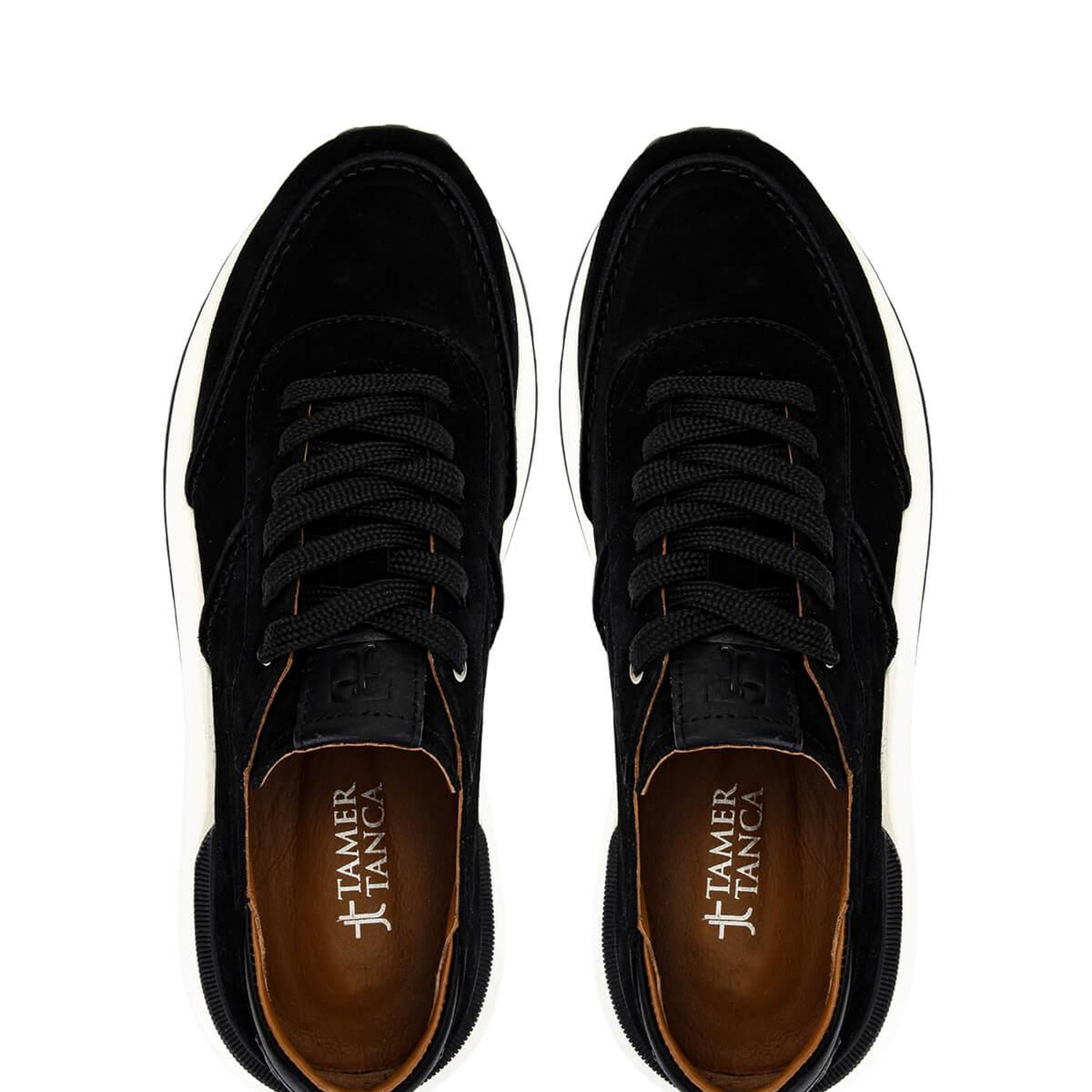 Tamer Tanca Erkek Hakiki Deri Siyah Süet Sneakers & Spor Ayakkabı