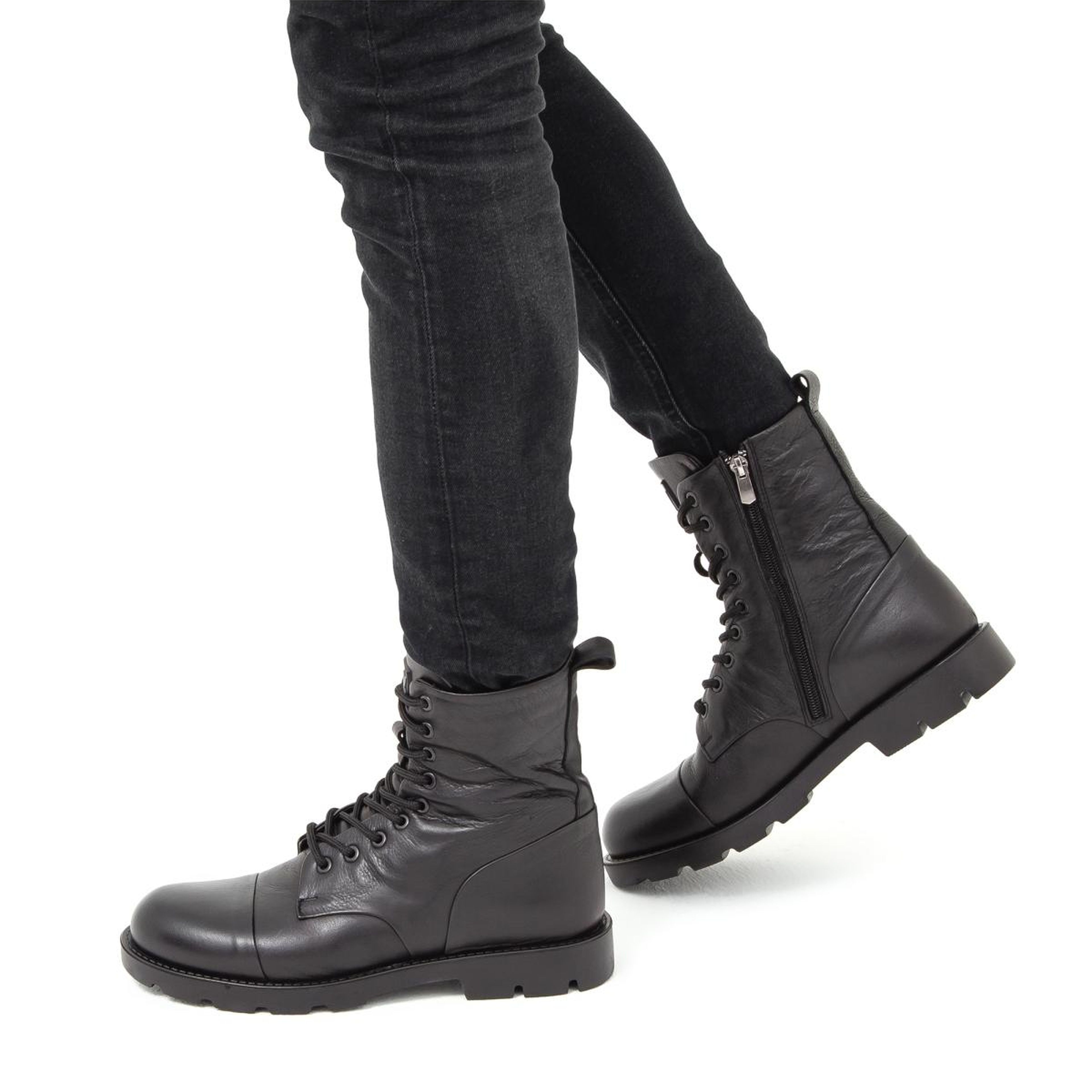 Valmenti Erkek Hakiki Deri Siyah Casual Bot