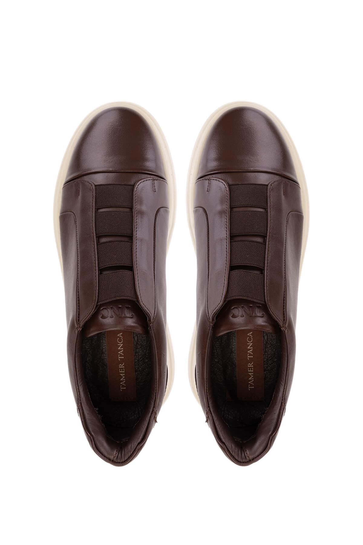 Tamer Tanca Erkek Hakiki Deri Kahverengi Sneakers & Spor Ayakkabı