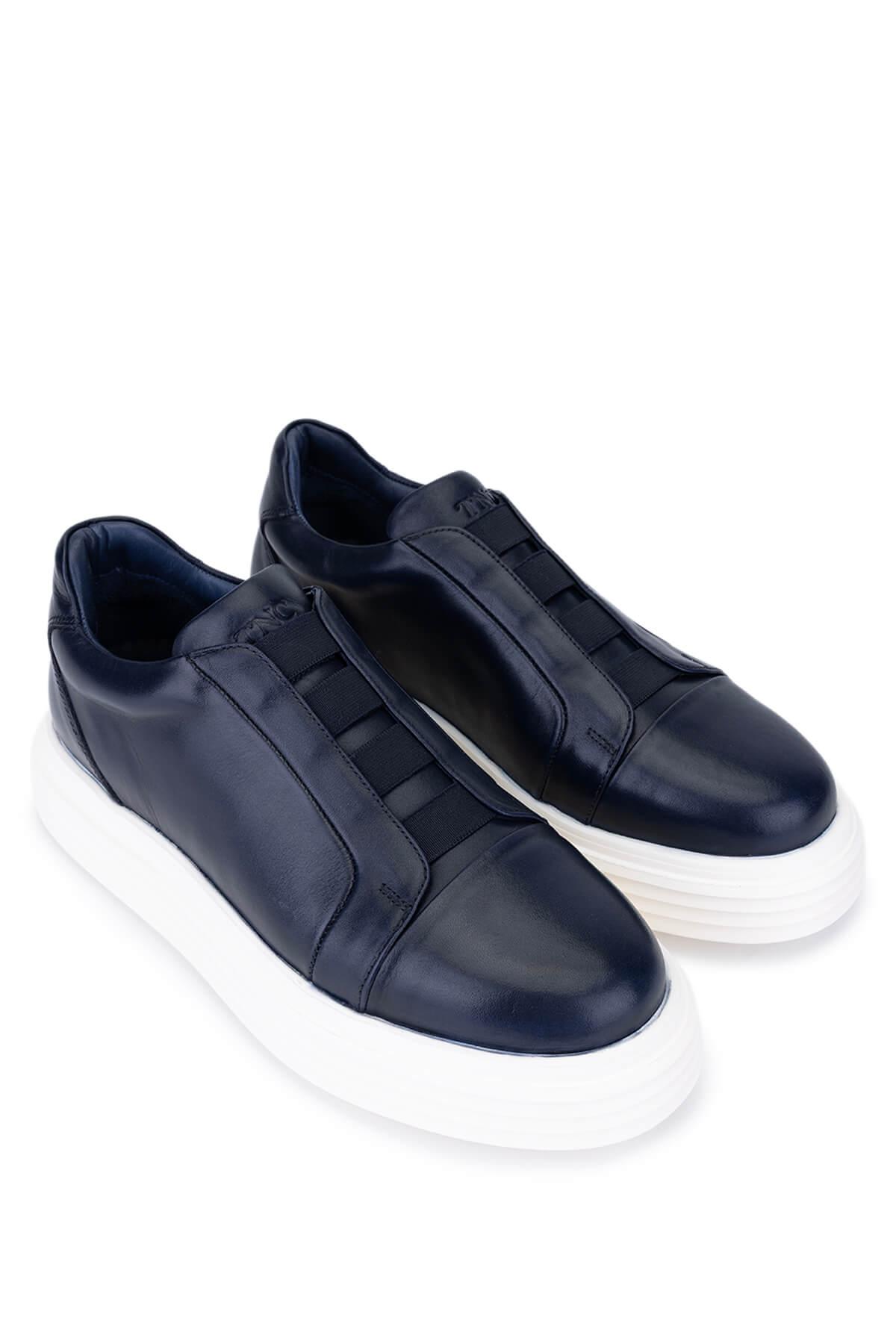 Tamer Tanca Erkek Hakiki Deri Lacivert Sneakers & Spor Ayakkabı