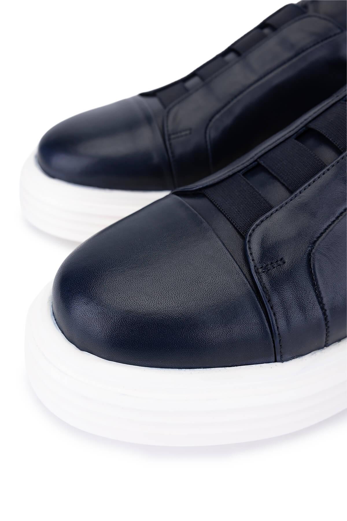 Tamer Tanca Erkek Hakiki Deri Lacivert Sneakers & Spor Ayakkabı