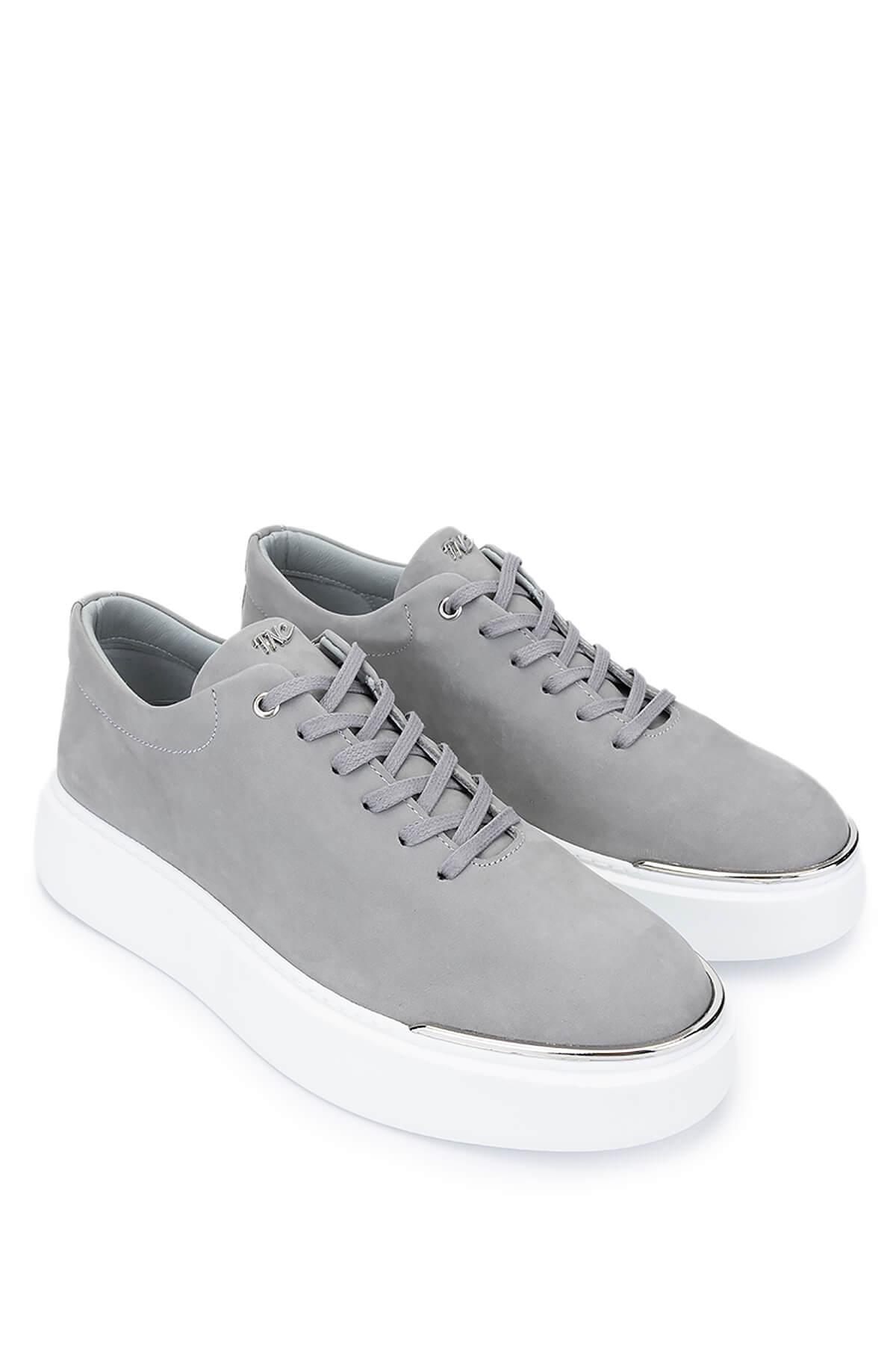 Tamer Tanca Erkek Hakiki Deri Gri Nubuk Sneakers & Spor Ayakkabı