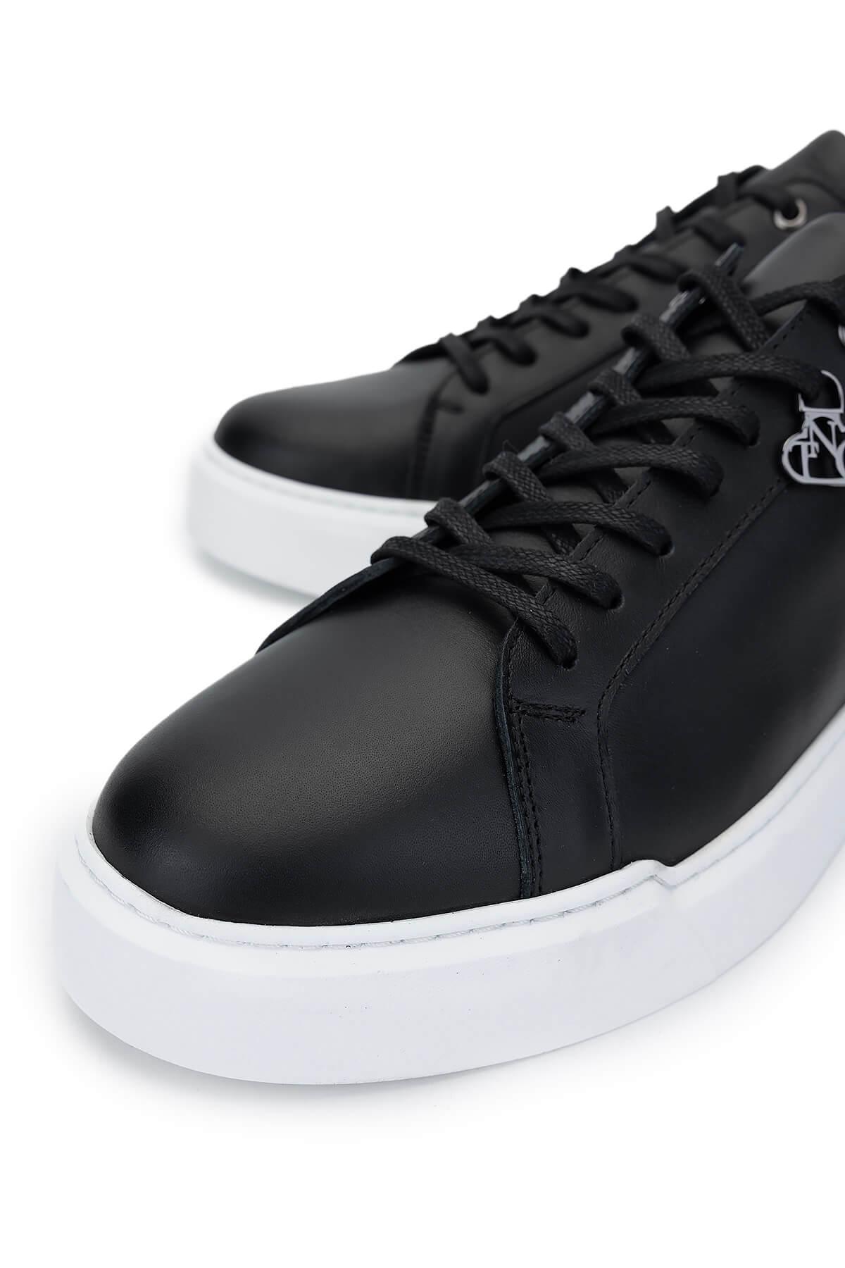 Tamer Tanca Erkek Hakiki Deri Siyah Deri Sneakers & Spor Ayakkabı