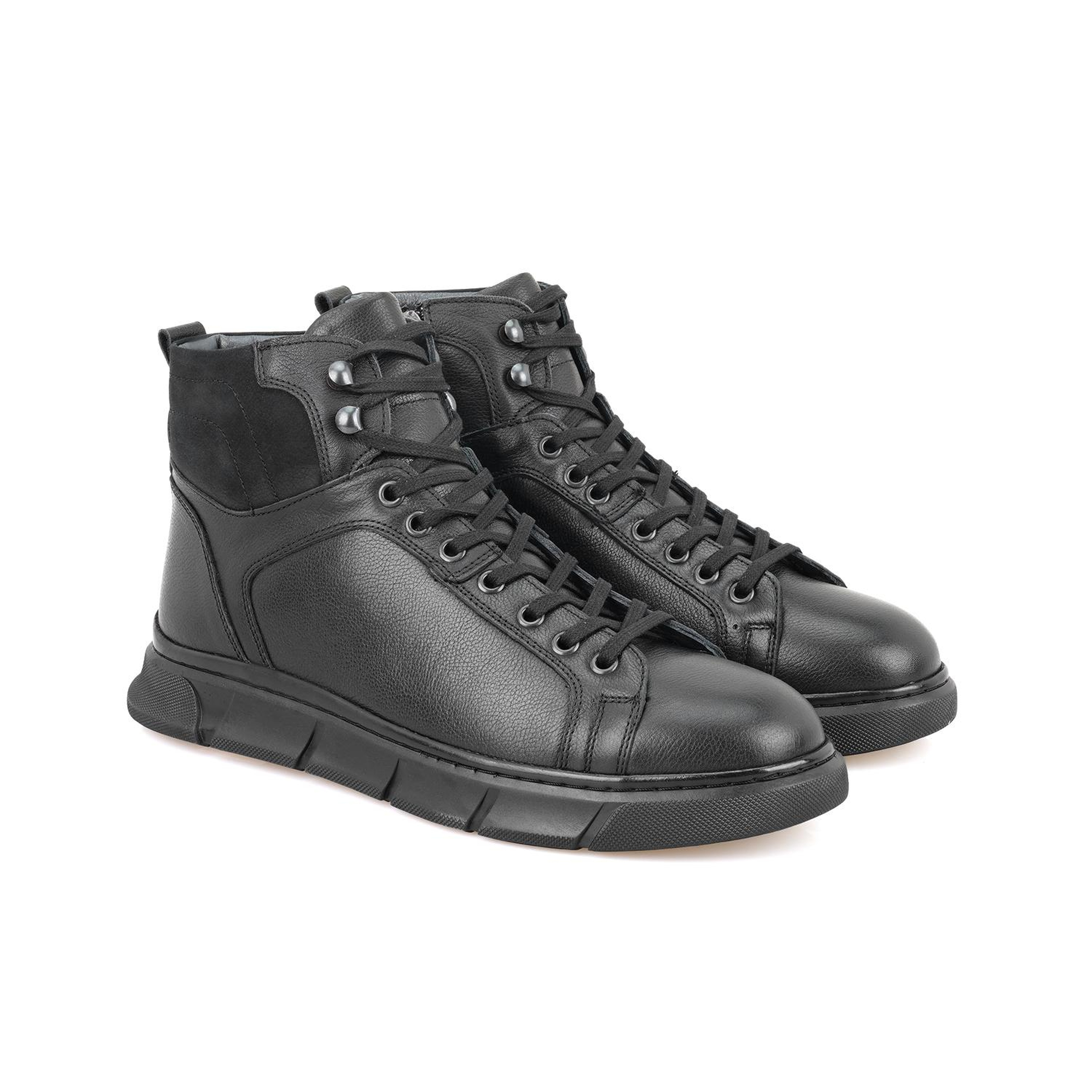 Axel Siyah Erkek Fermuarlı Deri Bot