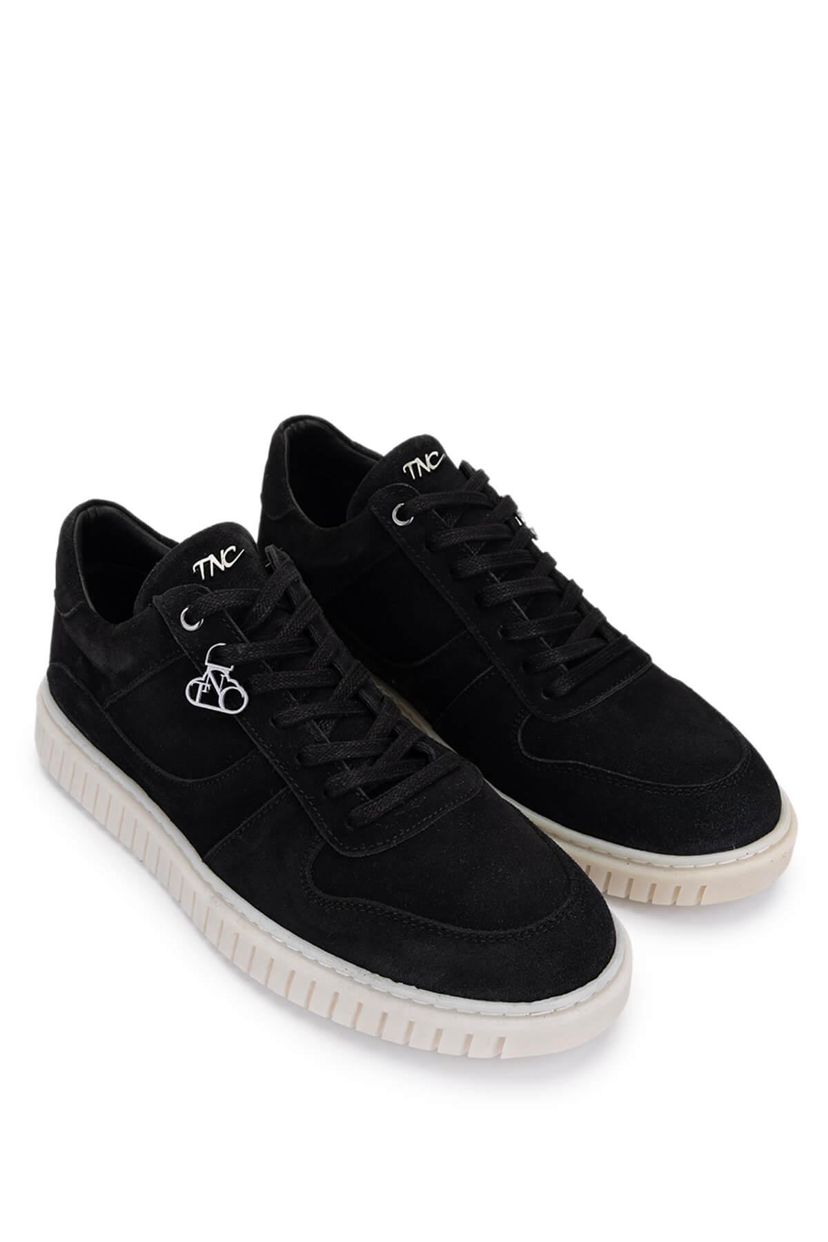 Tamer Tanca Erkek Hakiki Deri Siyah Süet Sneakers & Spor Ayakkabı