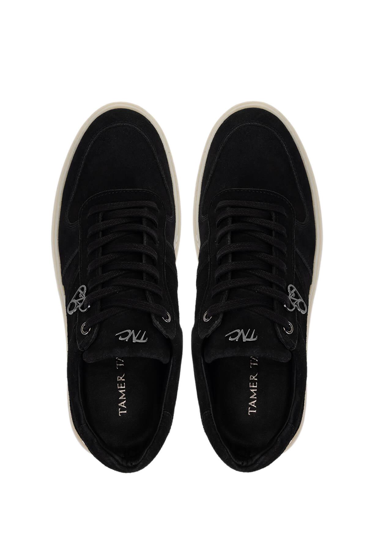 Tamer Tanca Erkek Hakiki Deri Siyah Süet Sneakers & Spor Ayakkabı