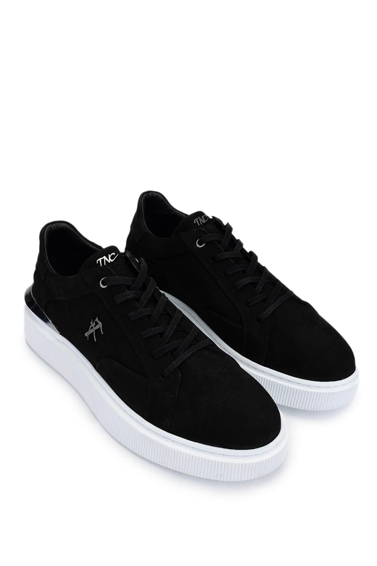 Tamer Tanca Erkek Hakiki Deri Siyah Nubuk Sneakers & Spor Ayakkabı