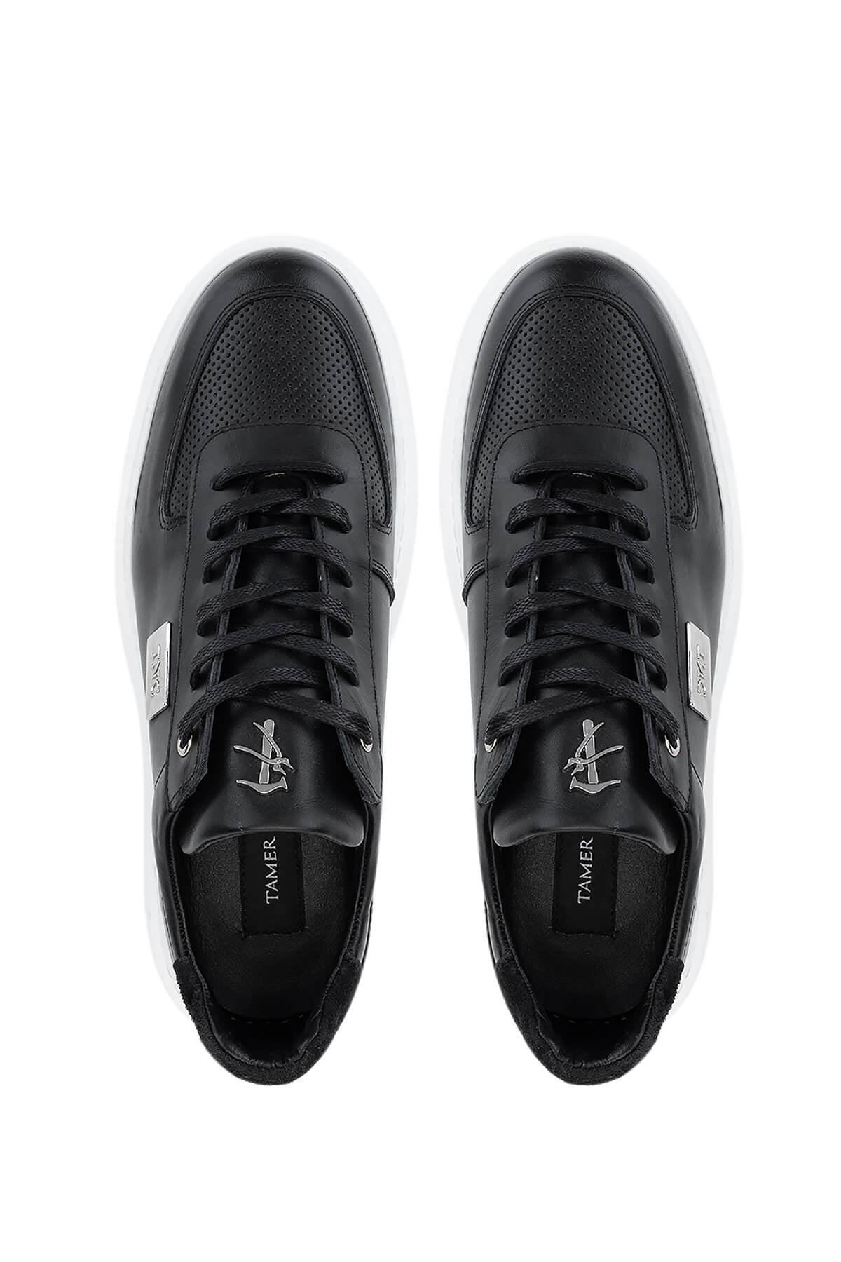 Tamer Tanca Erkek Hakiki Deri Siyah Sneakers & Spor Ayakkabı