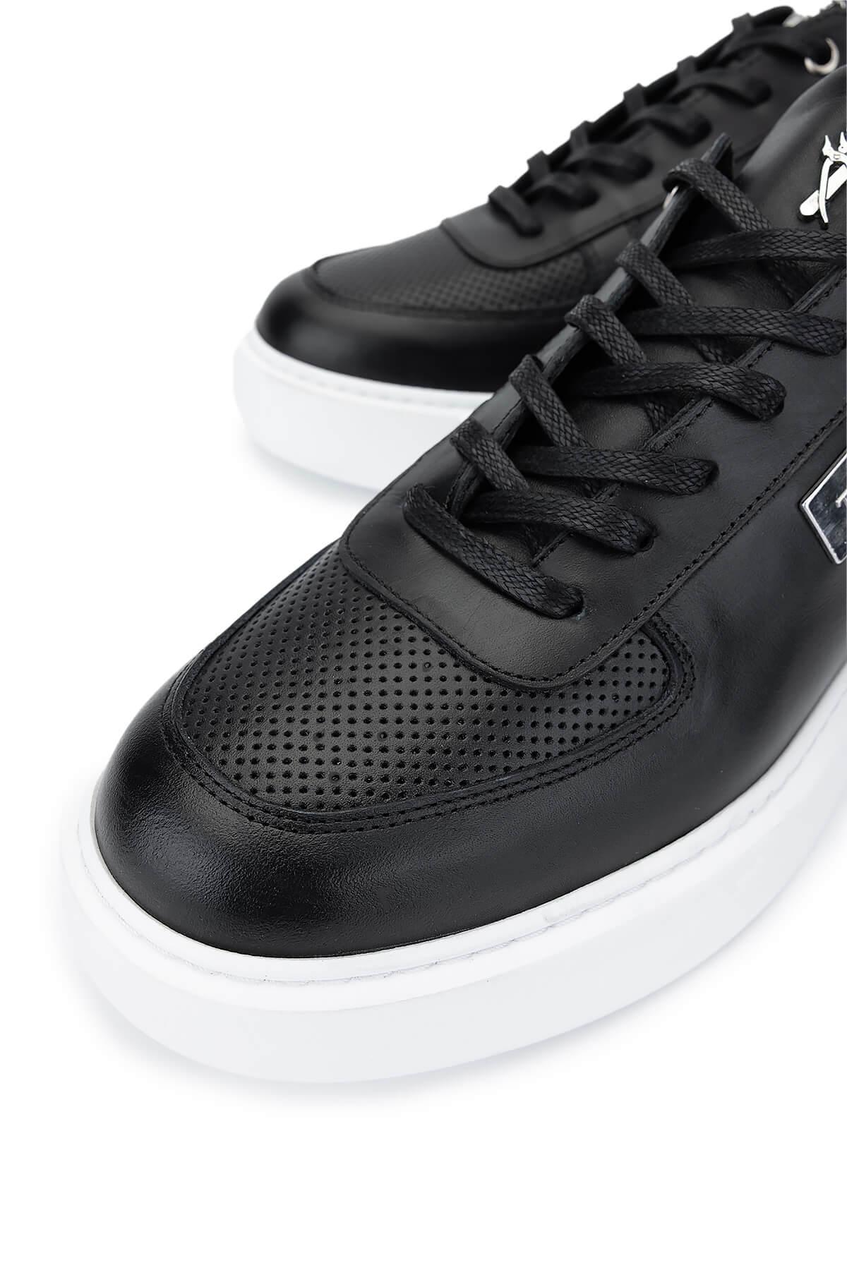 Tamer Tanca Erkek Hakiki Deri Siyah Sneakers & Spor Ayakkabı