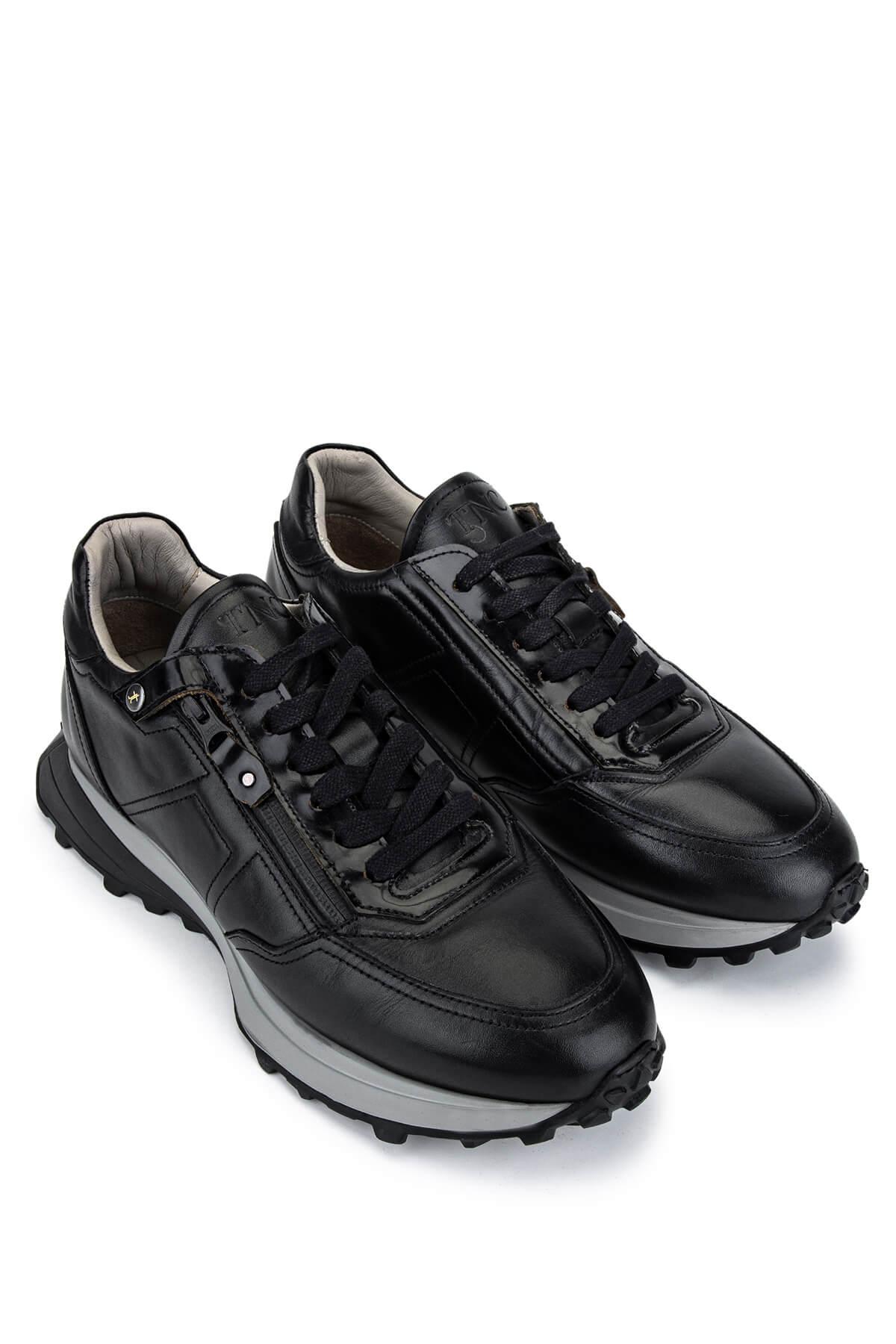 Tamer Tanca Erkek Hakiki Deri Siyah Sneakers & Spor Ayakkabı
