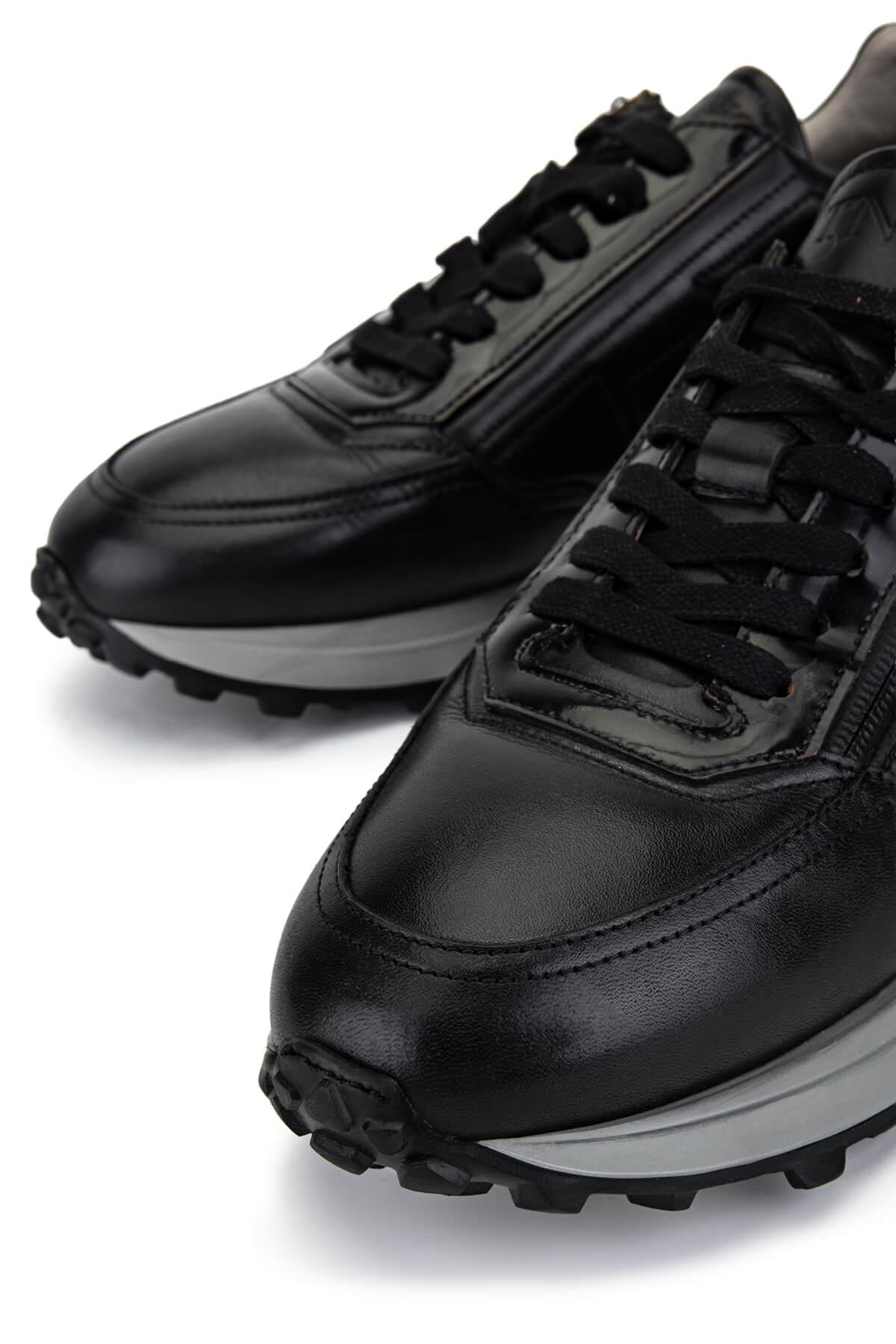 Tamer Tanca Erkek Hakiki Deri Siyah Sneakers & Spor Ayakkabı