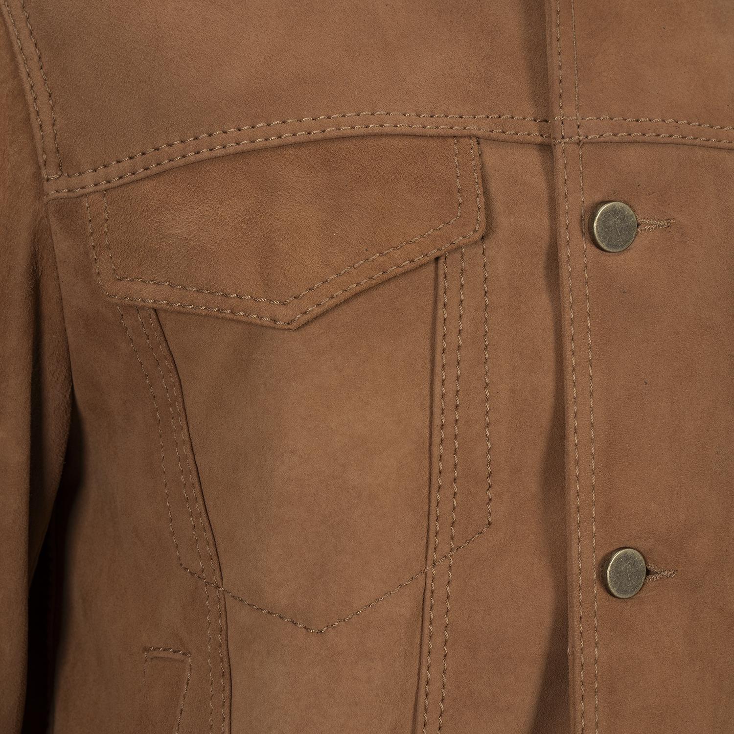 Erkek Taba Gömlek Yaka Süet Ceket