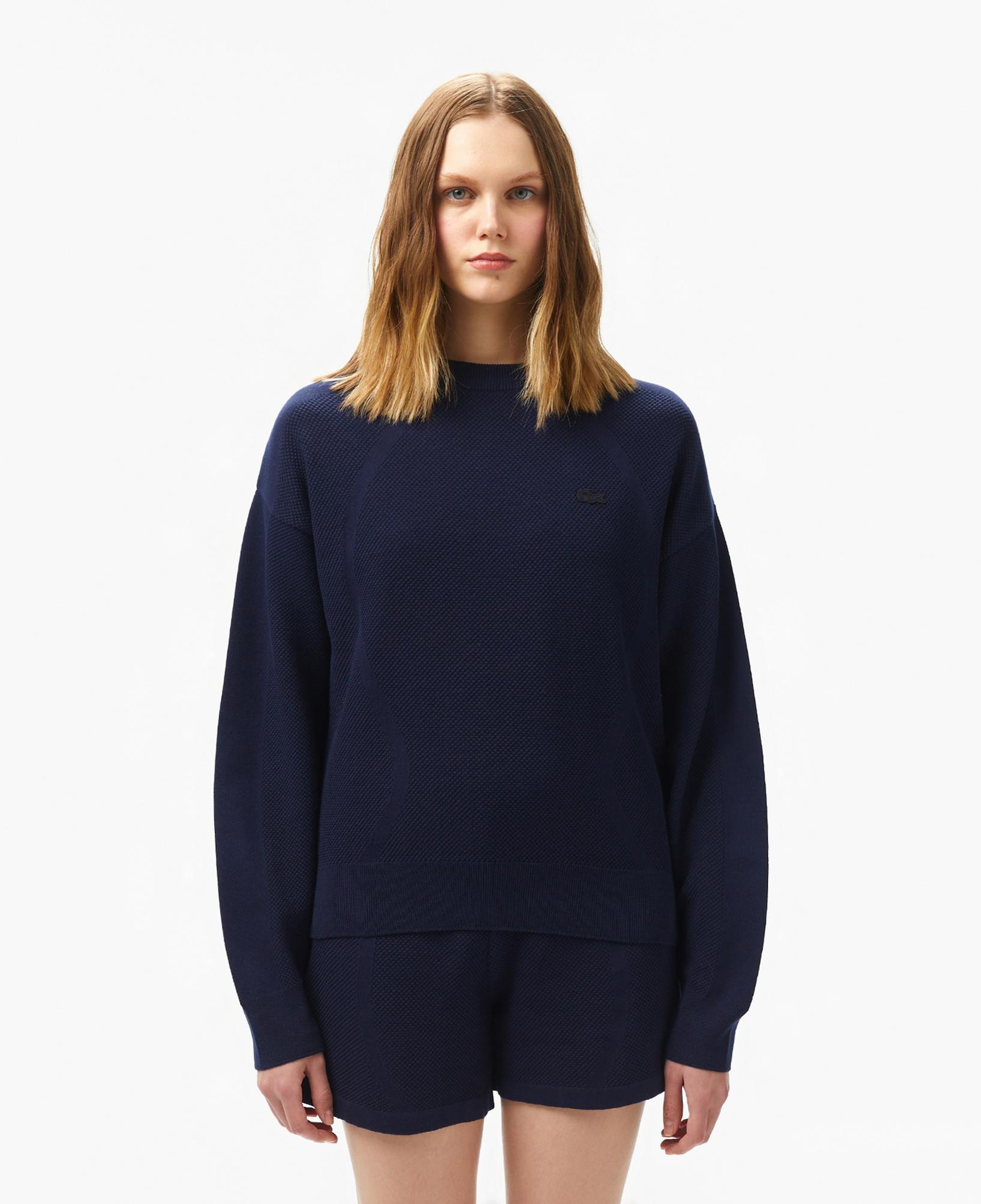 Lacoste Kadın Bisiklet Yaka Lacivert Triko