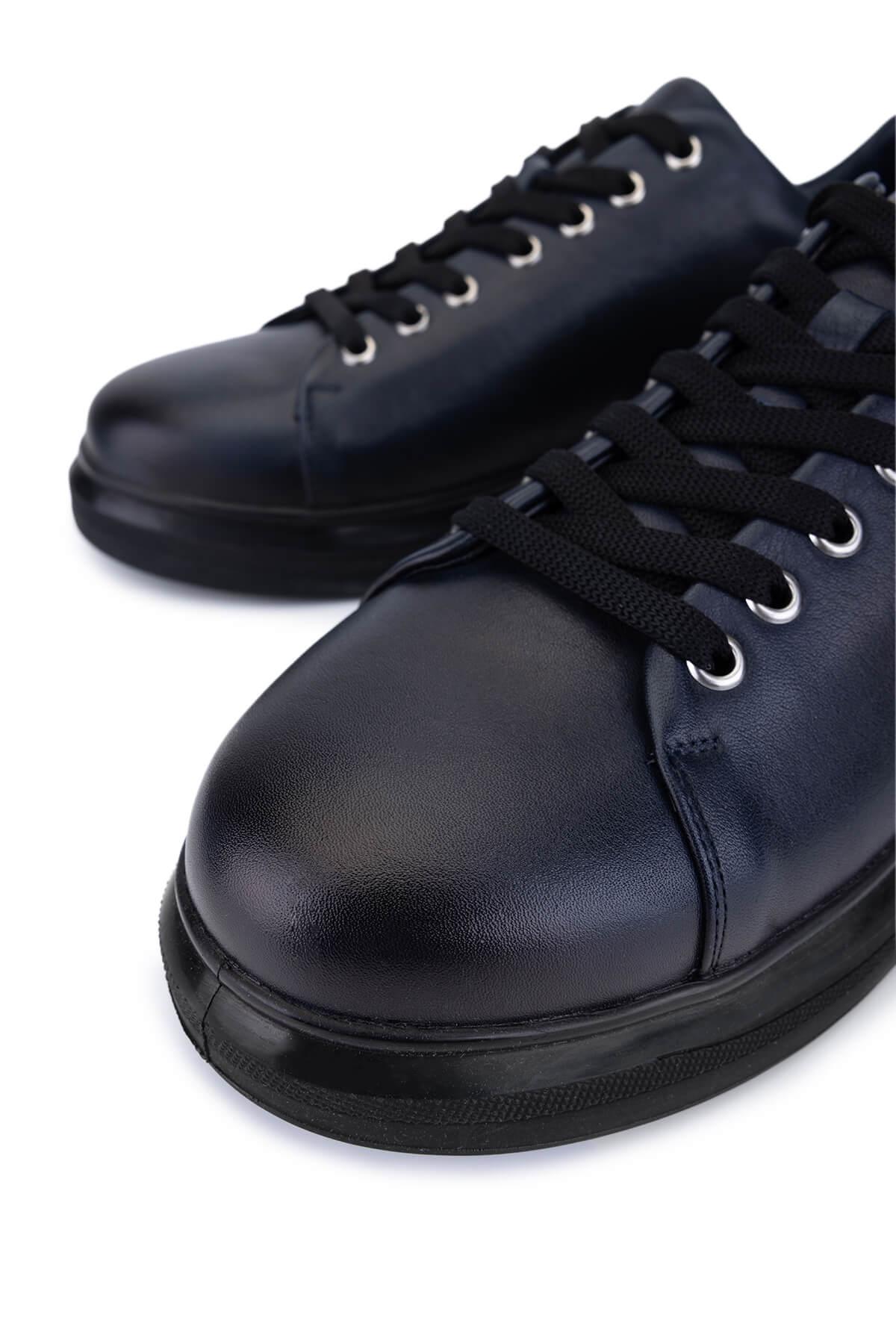 Tamer Tanca Erkek Hakiki Deri Lacivert Sneakers & Spor Ayakkabı