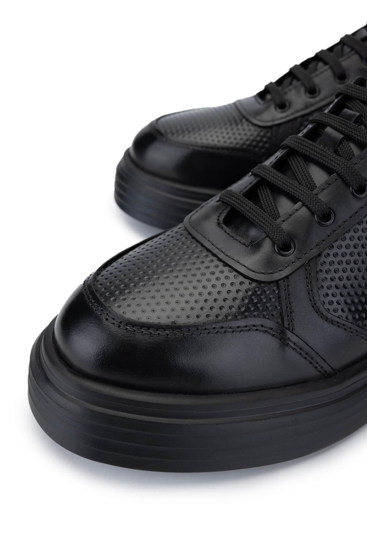 Tamer Tanca Erkek Hakiki Deri Siyah Deri Sneakers & Spor Ayakkabı