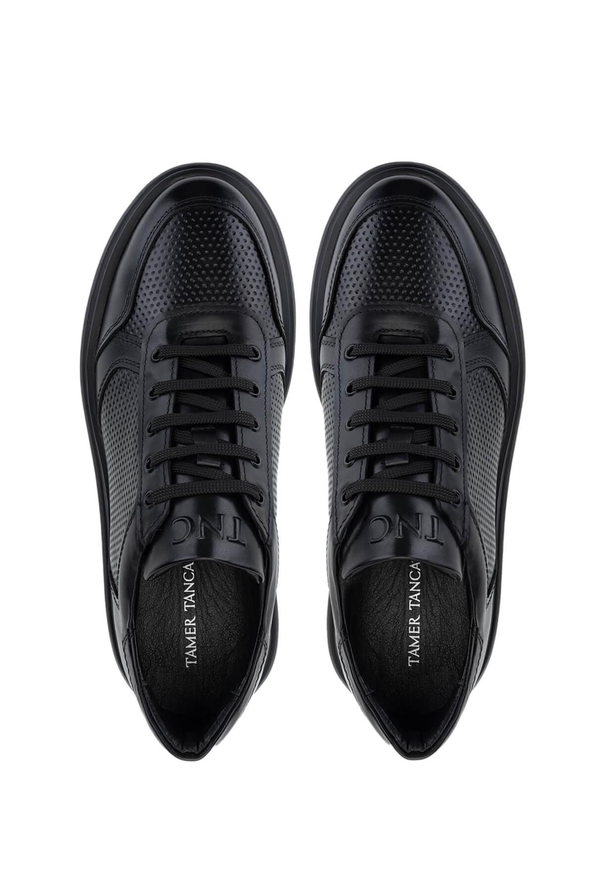 Tamer Tanca Erkek Hakiki Deri Siyah Deri Sneakers & Spor Ayakkabı