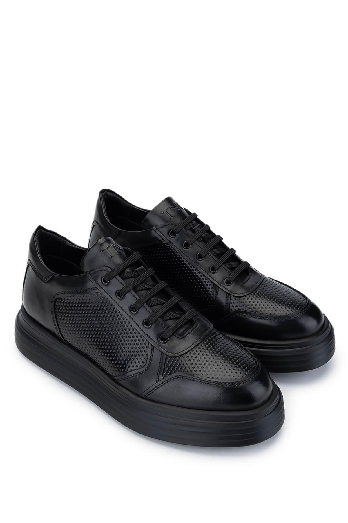 Tamer Tanca Erkek Hakiki Deri Siyah Deri Sneakers & Spor Ayakkabı