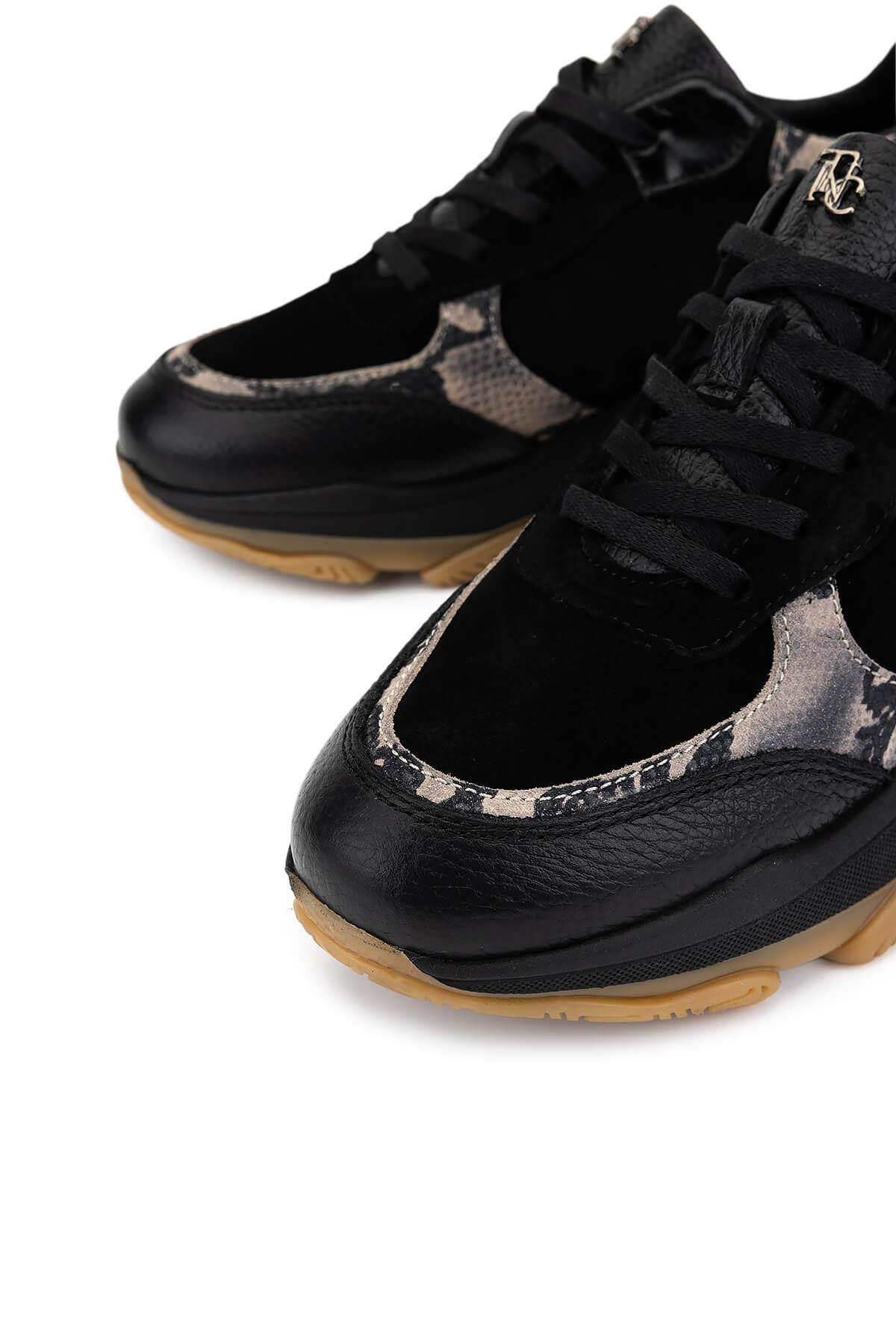 Tamer Tanca Kadın Hakiki Deri Siyah Sneakers & Spor Ayakkabı