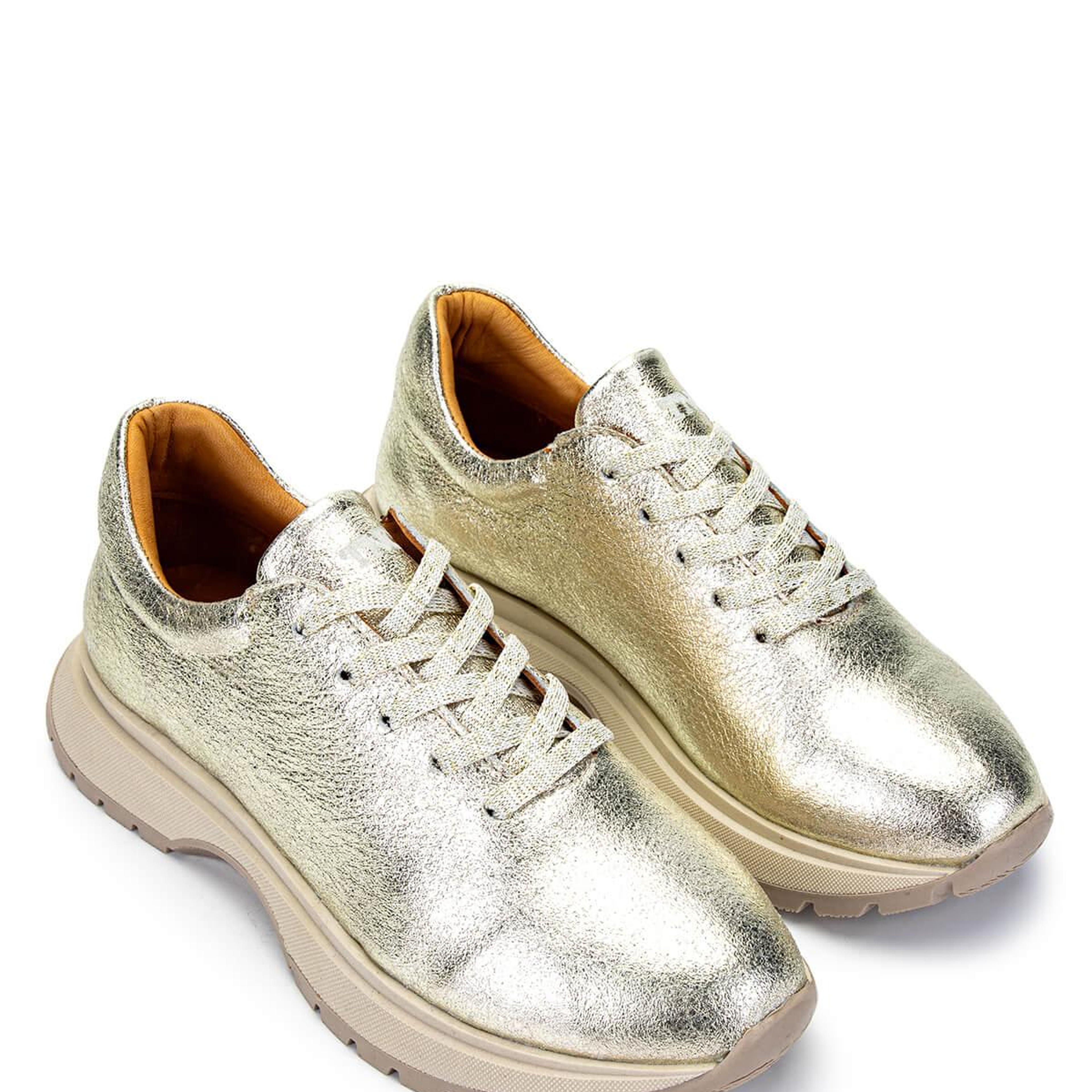 Tamer Tanca Kadın Hakiki Deri Altın Rugan Sneakers & Spor Ayakkabı