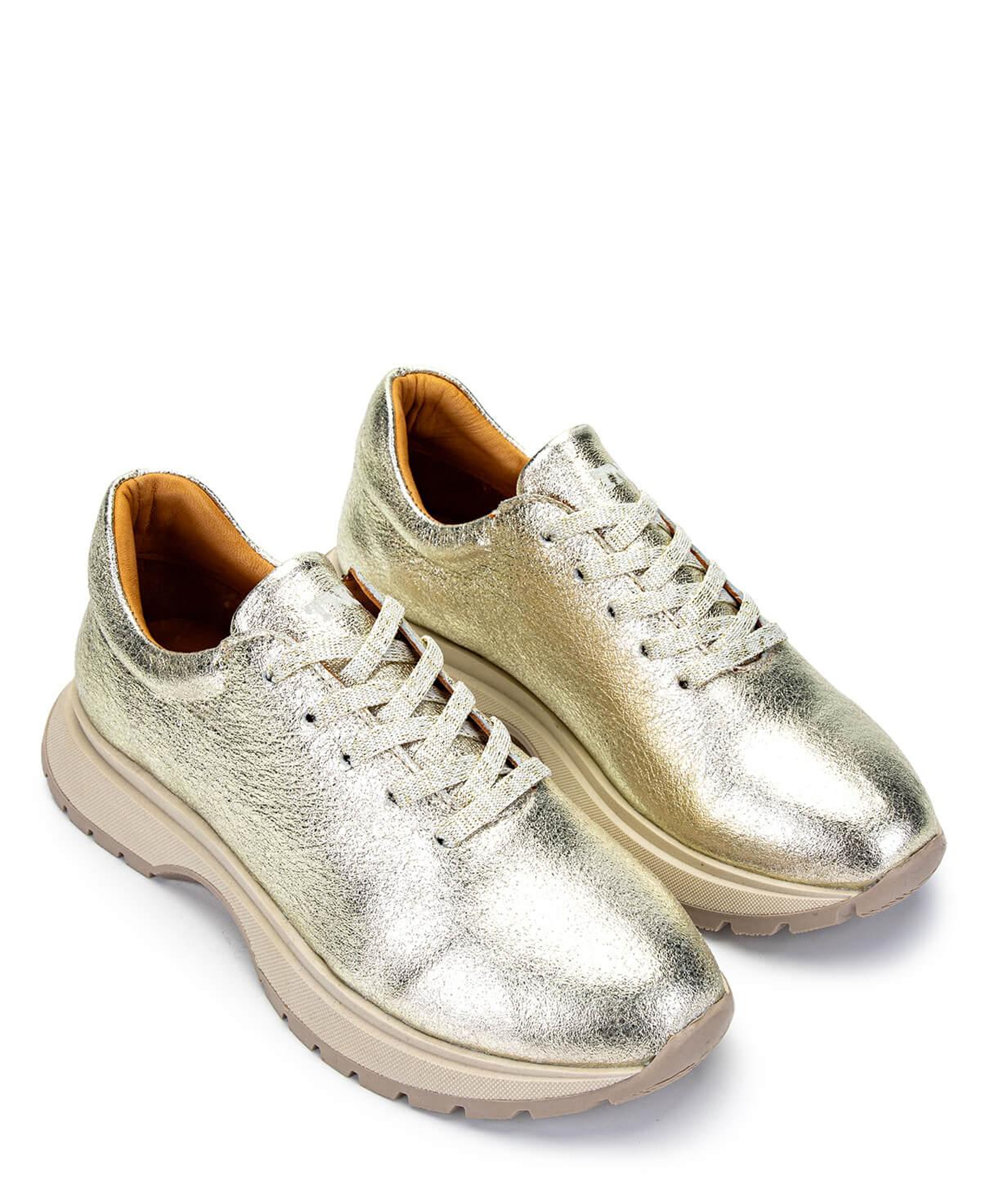 Tamer Tanca Kadın Hakiki Deri Altın Rugan Sneakers & Spor Ayakkabı