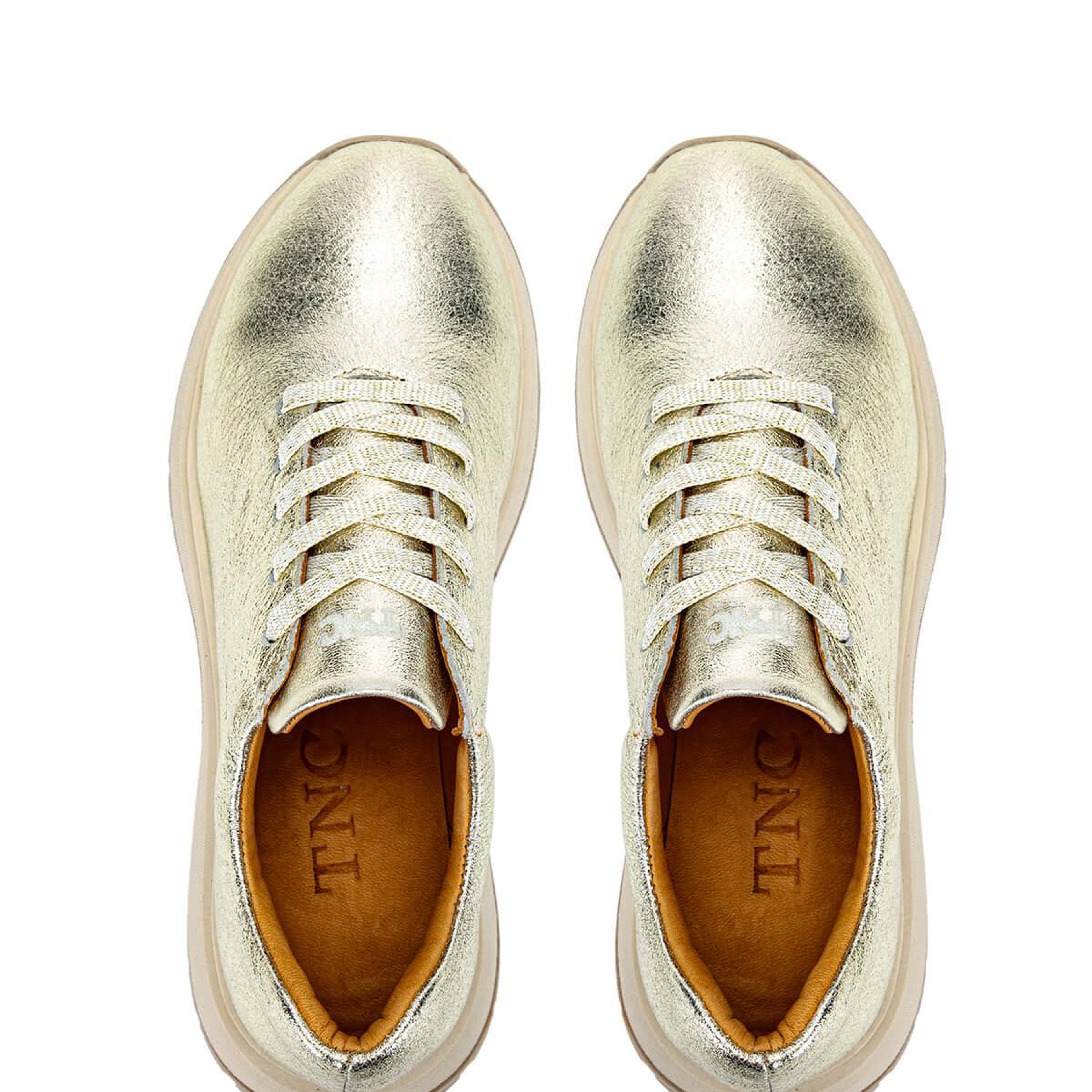 Tamer Tanca Kadın Hakiki Deri Altın Rugan Sneakers & Spor Ayakkabı