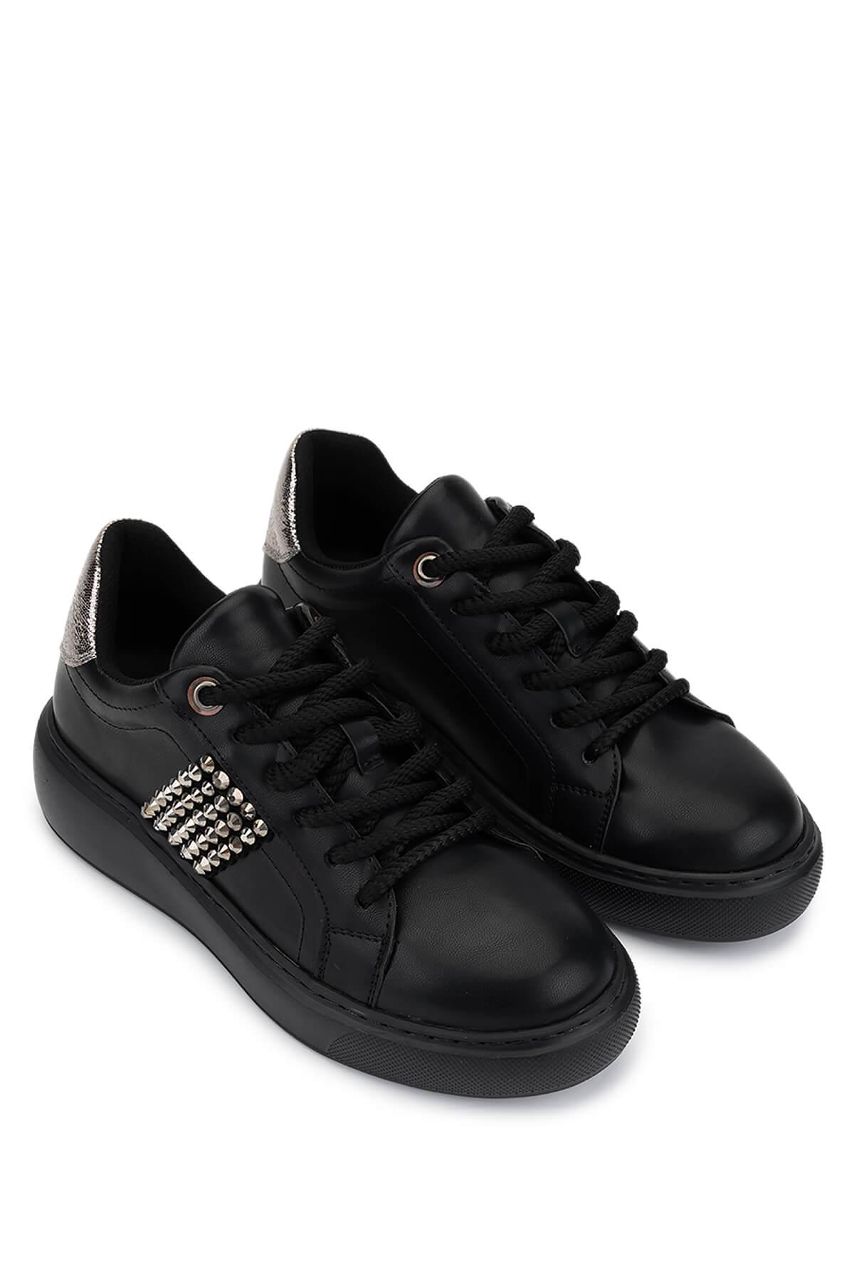 Tamer Tanca Kadın Suni Deri Siyah/Antrasit Sneakers & Spor Ayakkabı