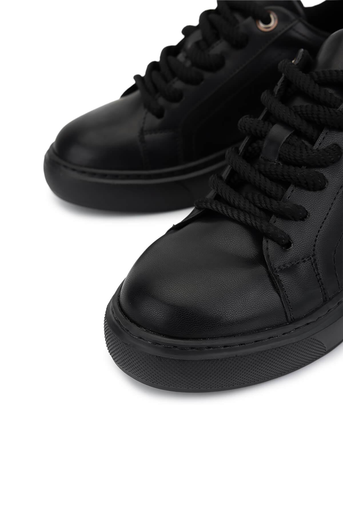 Tamer Tanca Kadın Suni Deri Siyah/Antrasit Sneakers & Spor Ayakkabı