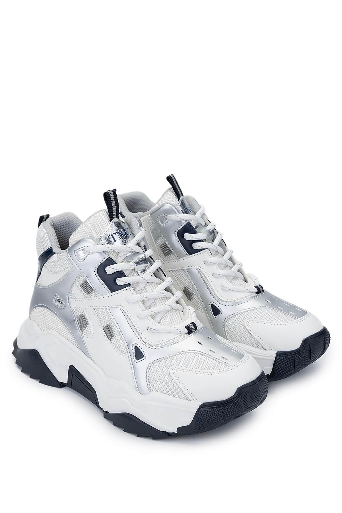 Tamer Tanca Kadın Vegan Beyaz/Lacivert Sneakers & Spor Bot