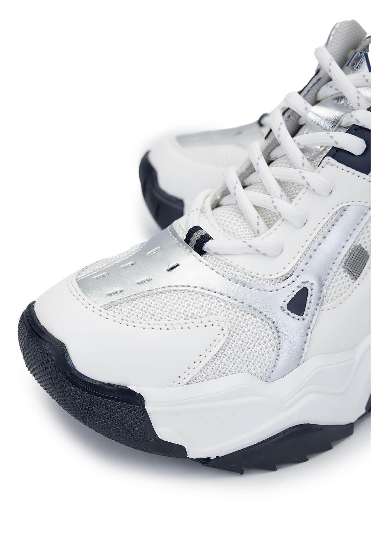 Tamer Tanca Kadın Vegan Beyaz/Lacivert Sneakers & Spor Bot