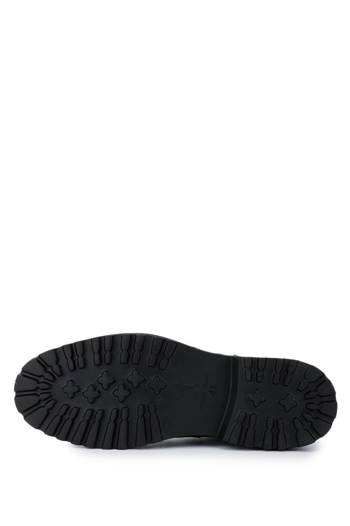 Tamer Tanca Erkek Hakiki Deri Siyah Floter Casual Bot