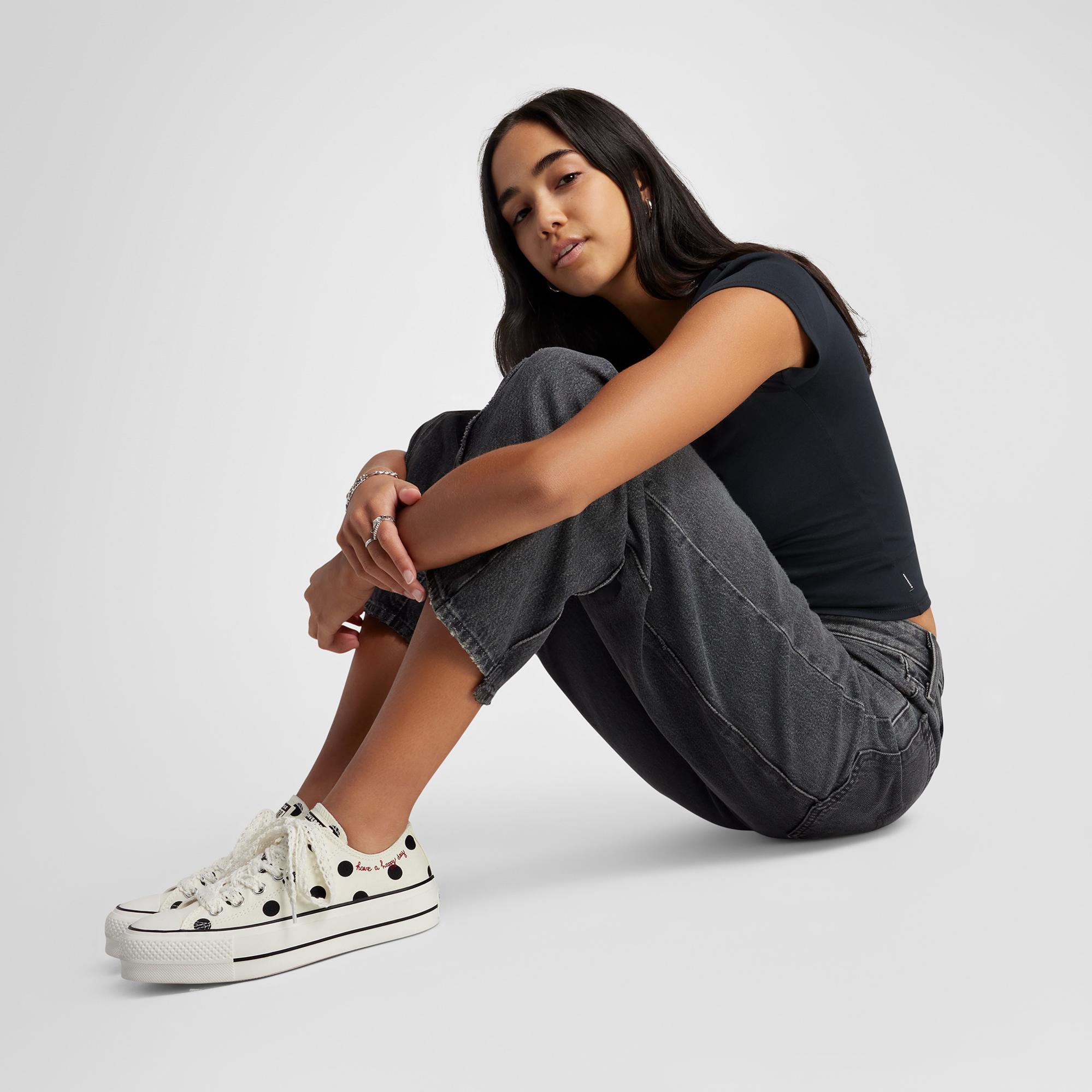 Converse Chuck Taylor All Star Lift Polka Dots Kadın Krem Platform Sneaker